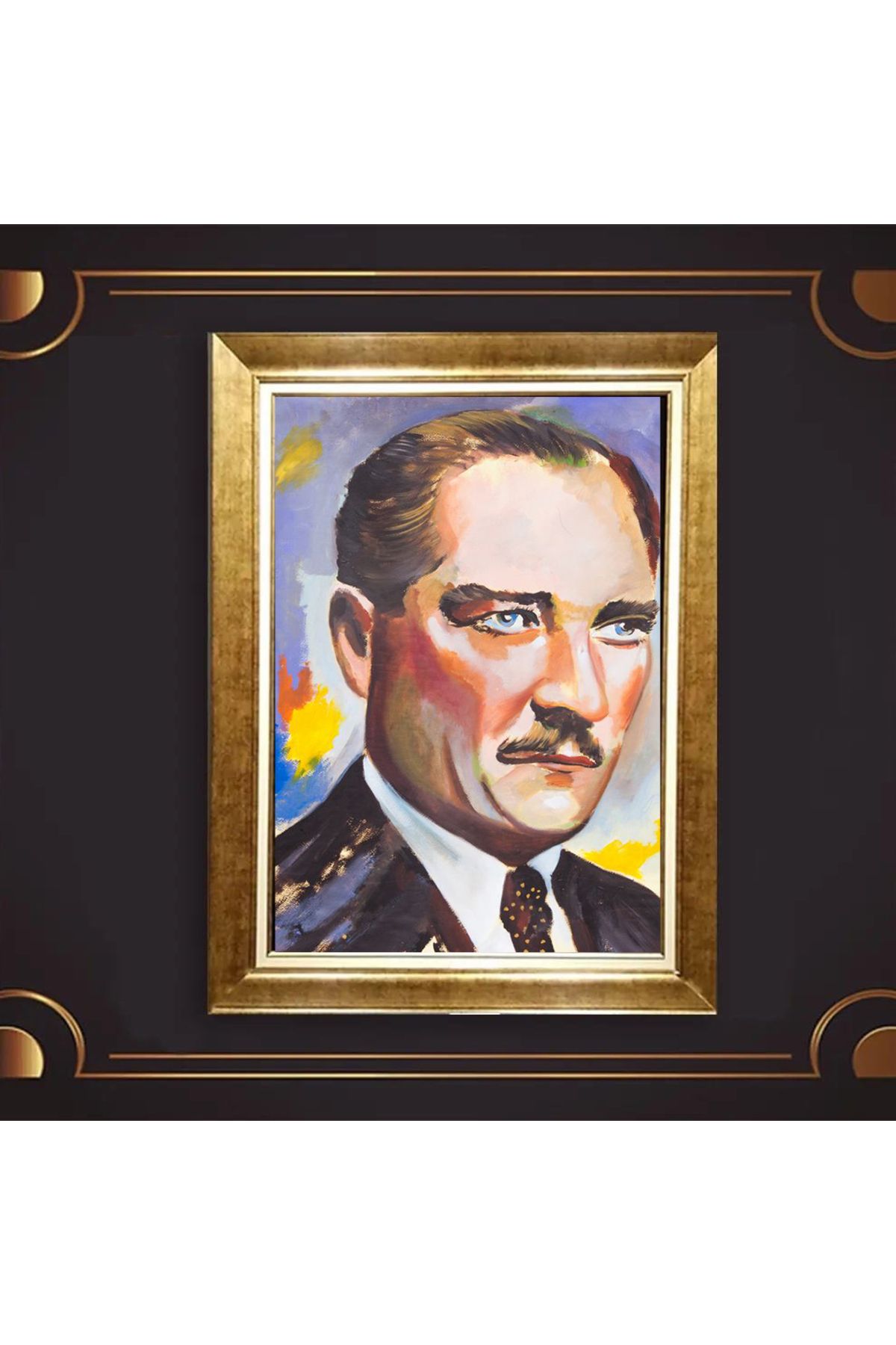 giyense ÖZEL TASARIM ÇERÇEVELİ PASPARTULU ATATÜRK TABLO A95