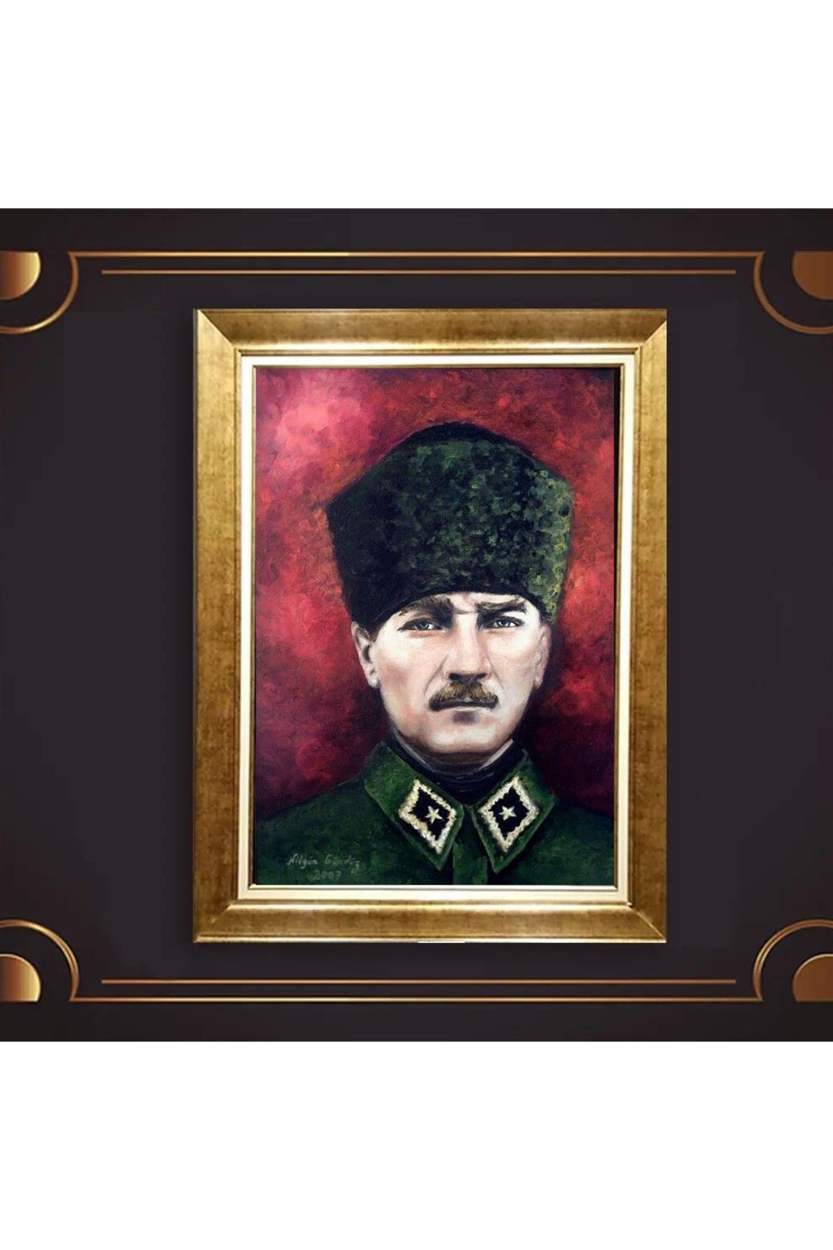 giyense ÖZEL TASARIM ÇERÇEVELİ PASPARTULU ATATÜRK TABLO A689