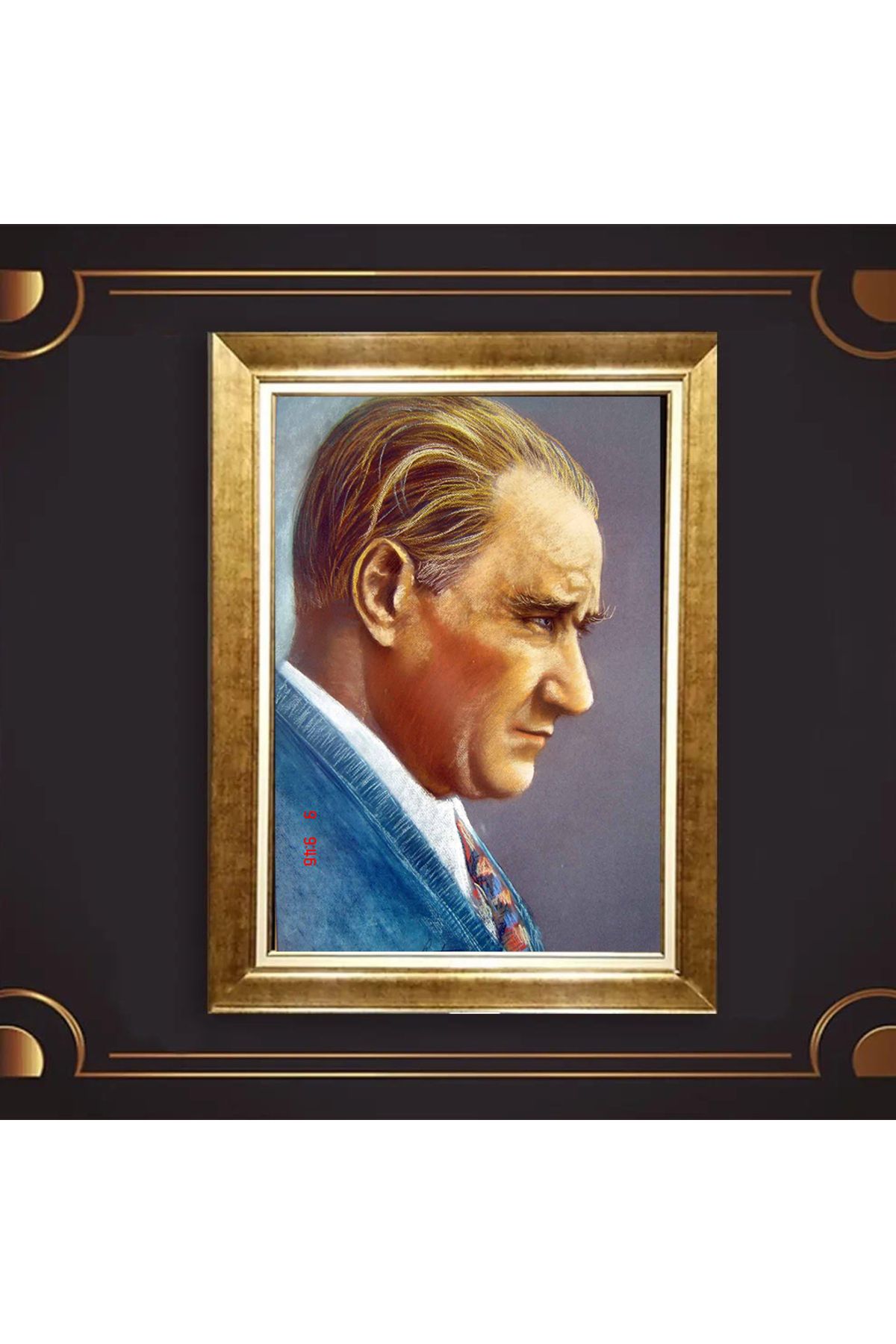 giyense ÖZEL TASARIM ÇERÇEVELİ PASPARTULU ATATÜRK TABLO A824