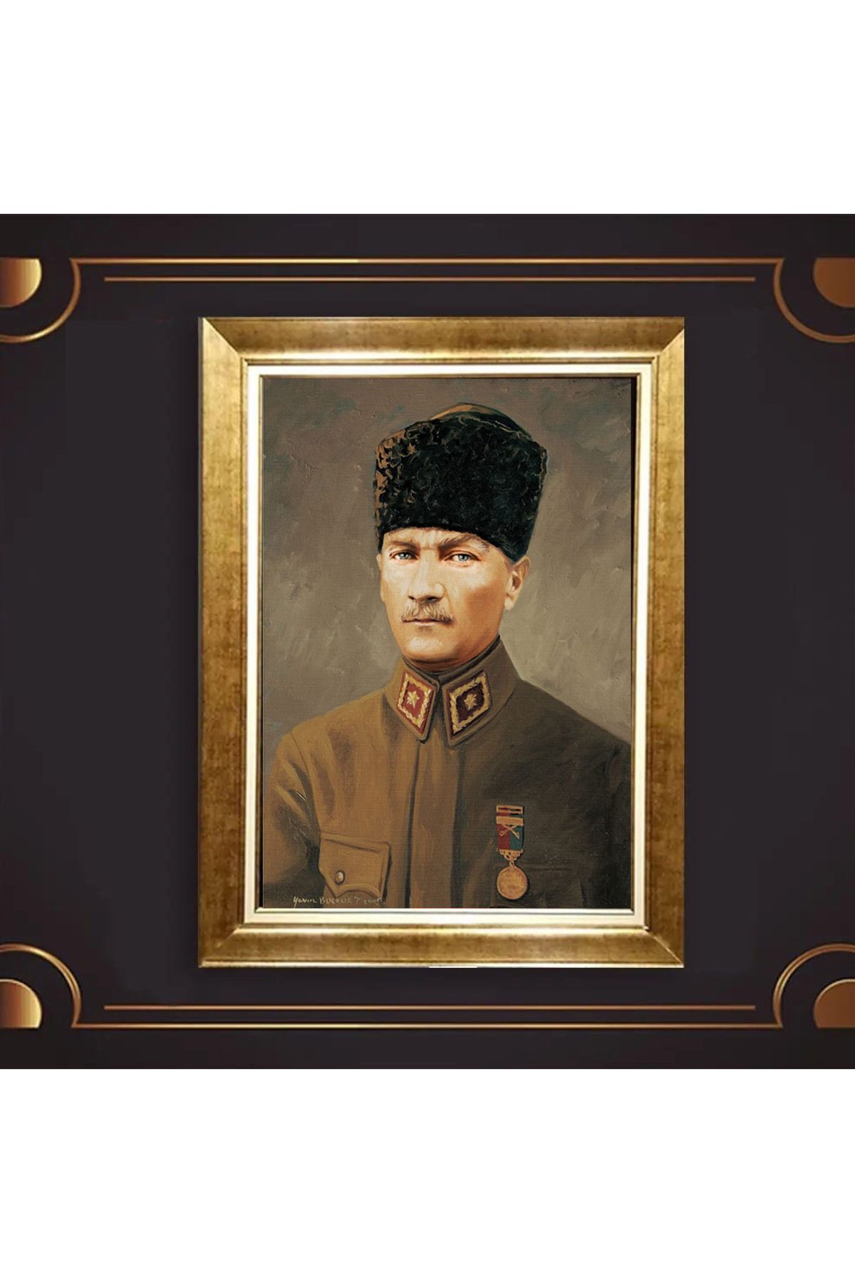 giyense ÖZEL TASARIM ÇERÇEVELİ PASPARTULU ATATÜRK TABLO A443
