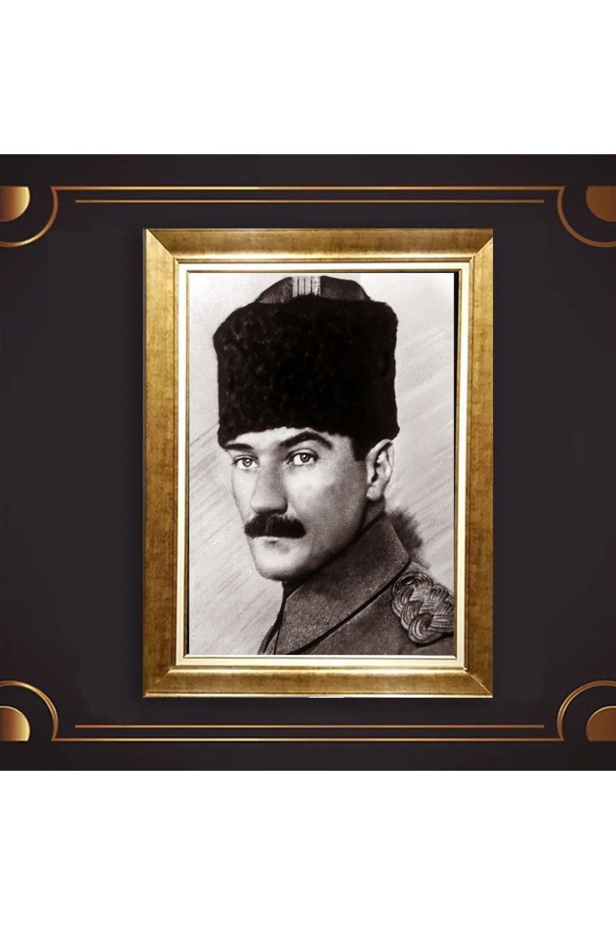 giyense ÖZEL TASARIM ÇERÇEVELİ PASPARTULU ATATÜRK TABLO A80
