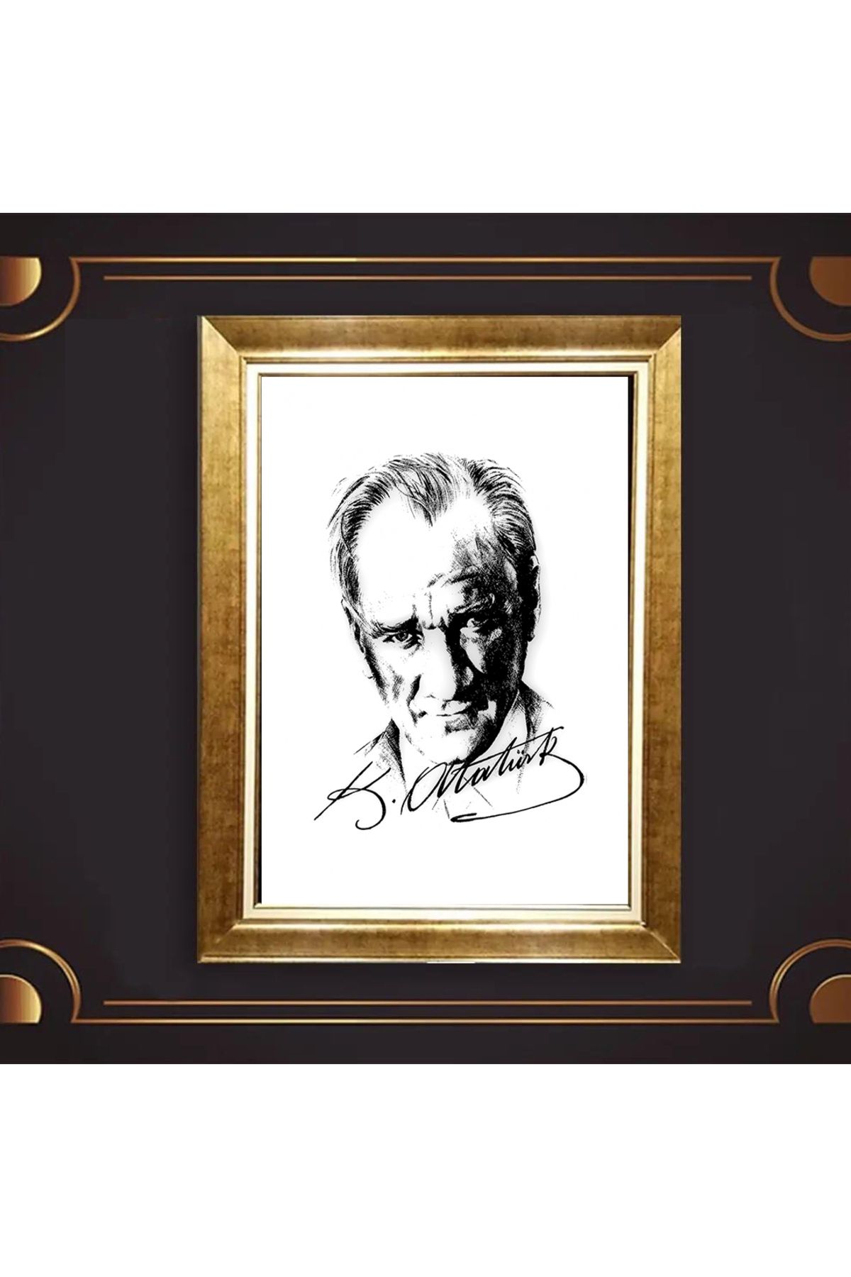 giyense ÖZEL TASARIM ÇERÇEVELİ PASPARTULU ATATÜRK TABLO A804