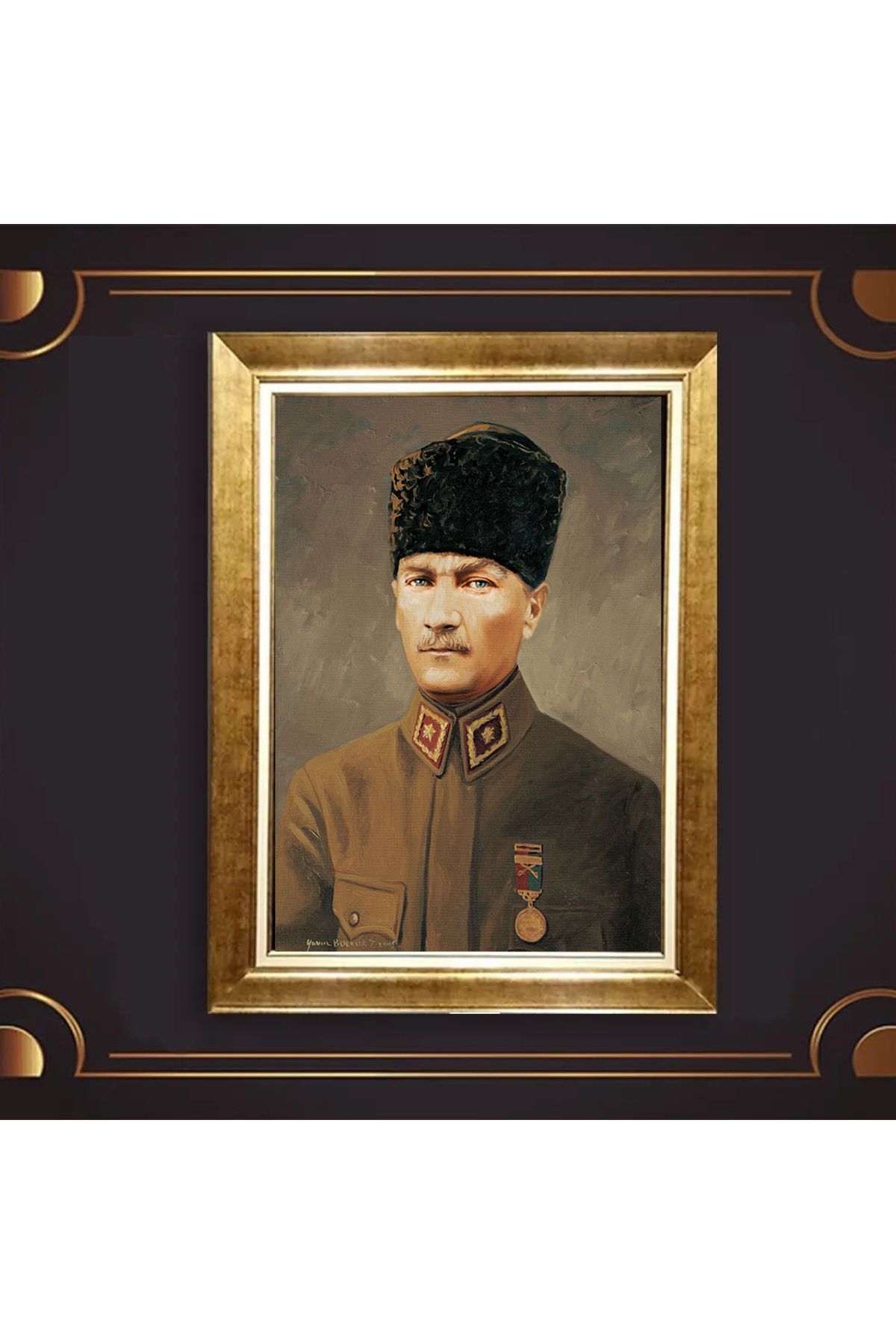 giyense ÖZEL TASARIM ÇERÇEVELİ PASPARTULU ATATÜRK TABLO A146