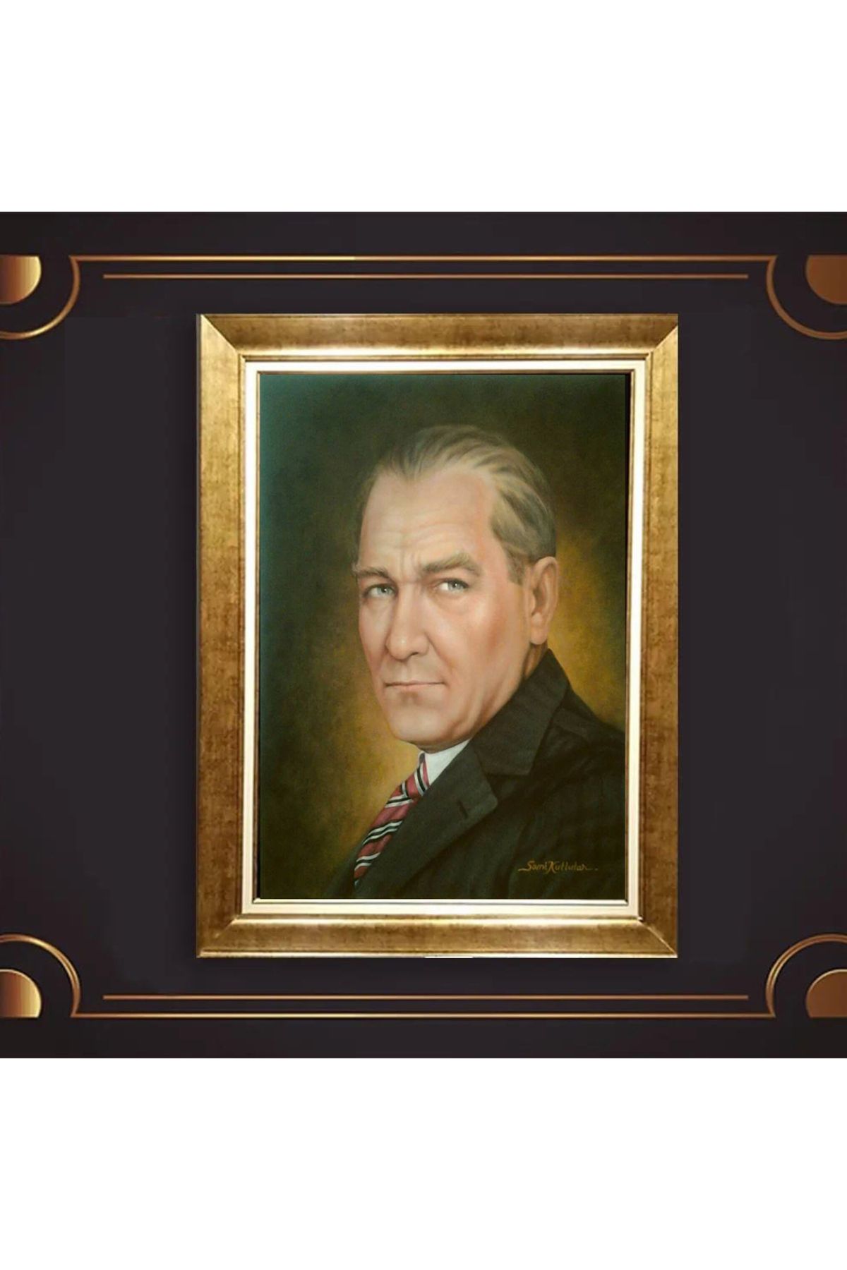 giyense ÖZEL TASARIM ÇERÇEVELİ PASPARTULU ATATÜRK TABLO A451