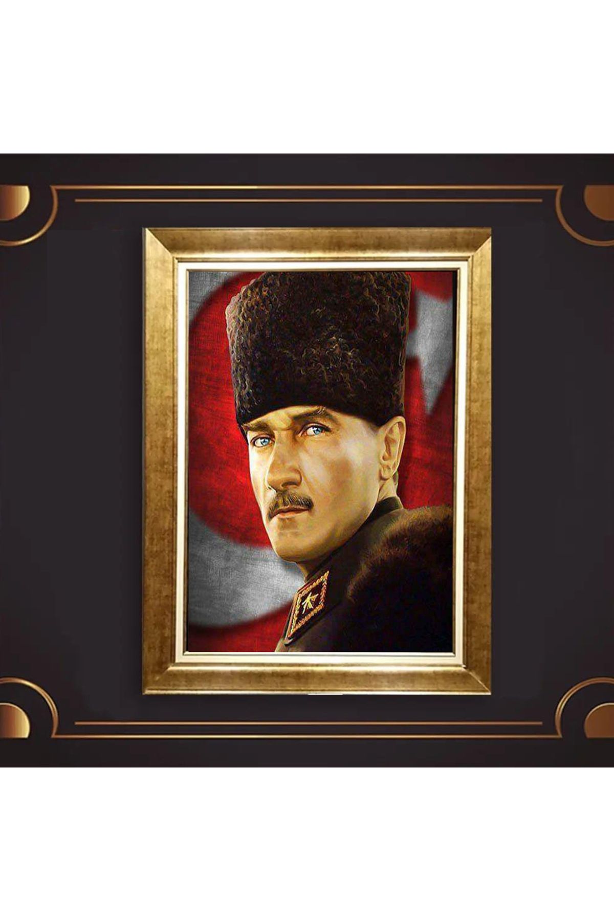 giyense ÖZEL TASARIM ÇERÇEVELİ PASPARTULU ATATÜRK TABLO A793
