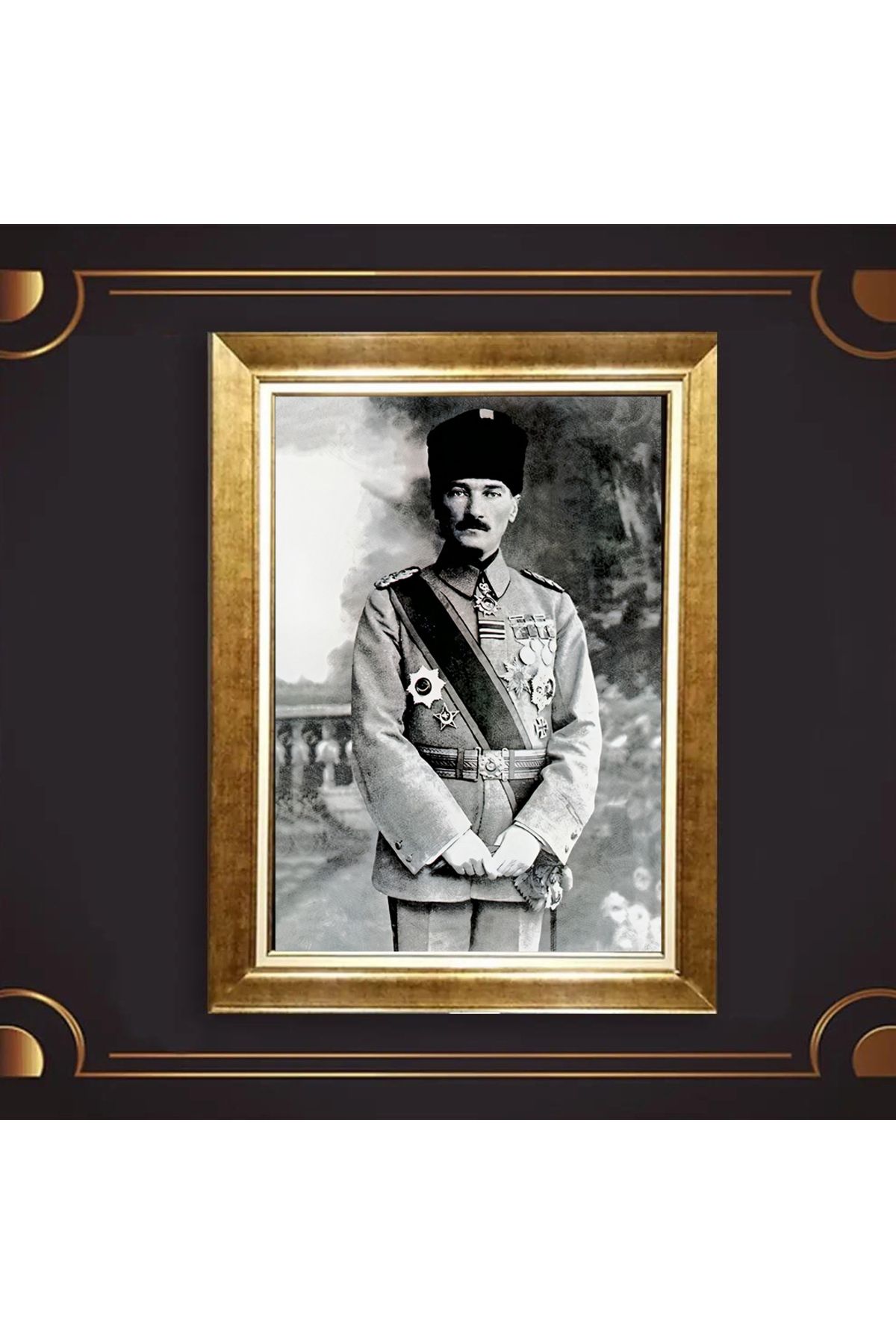 giyense ÖZEL TASARIM ÇERÇEVELİ PASPARTULU ATATÜRK TABLO A417