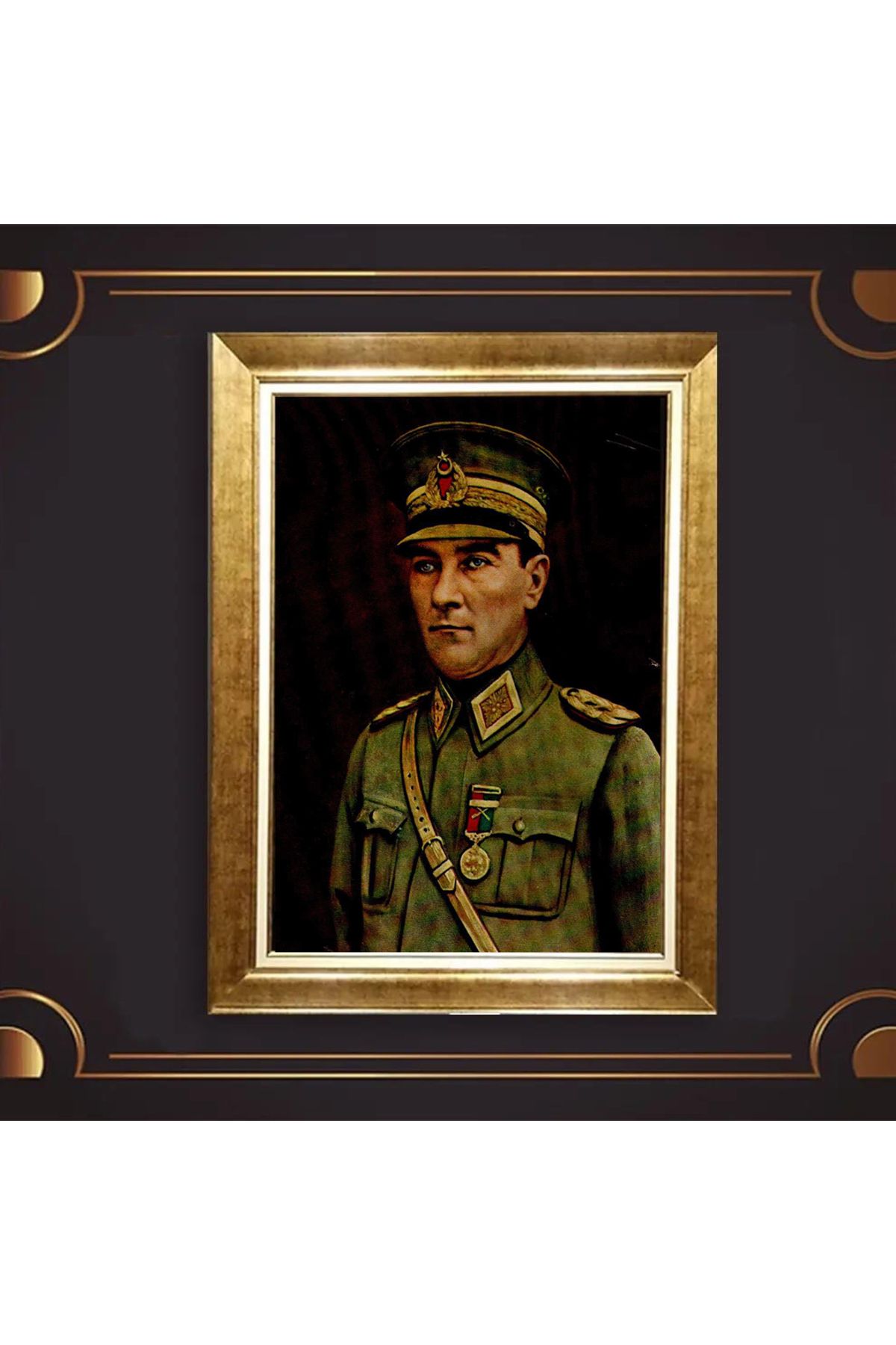 giyense ÖZEL TASARIM ÇERÇEVELİ PASPARTULU ATATÜRK TABLO A558