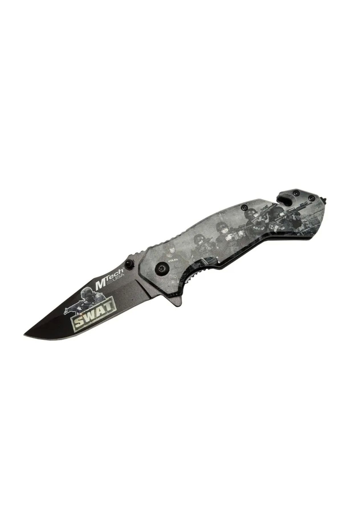 Belle Fusion 4 23 6 Swat Kurtarma / Kamp Çakı 20cm - Yarı Otomatik, Kemerlikli, Cam Kırma Ve İp Kesme Aparatlı