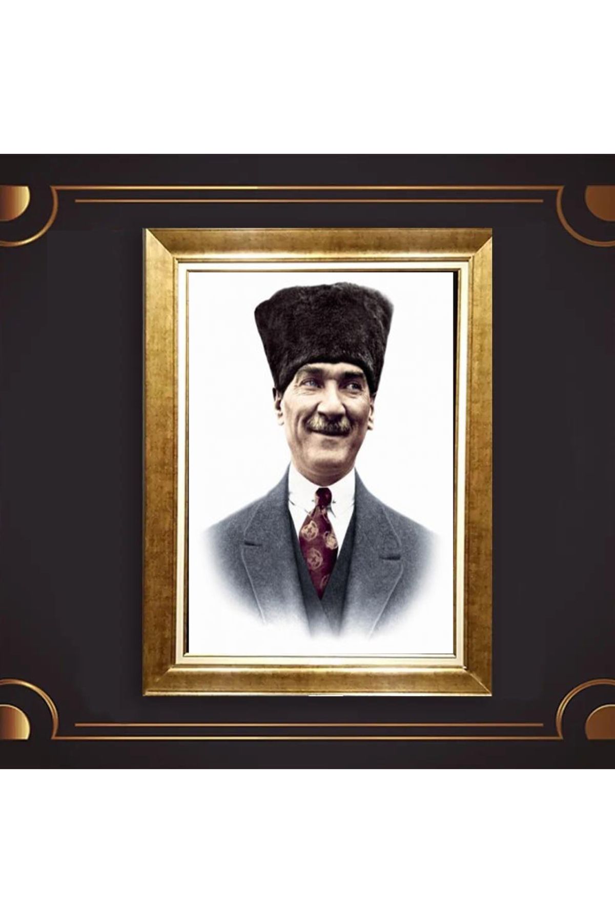 giyense ÖZEL TASARIM ÇERÇEVELİ PASPARTULU ATATÜRK TABLO A816