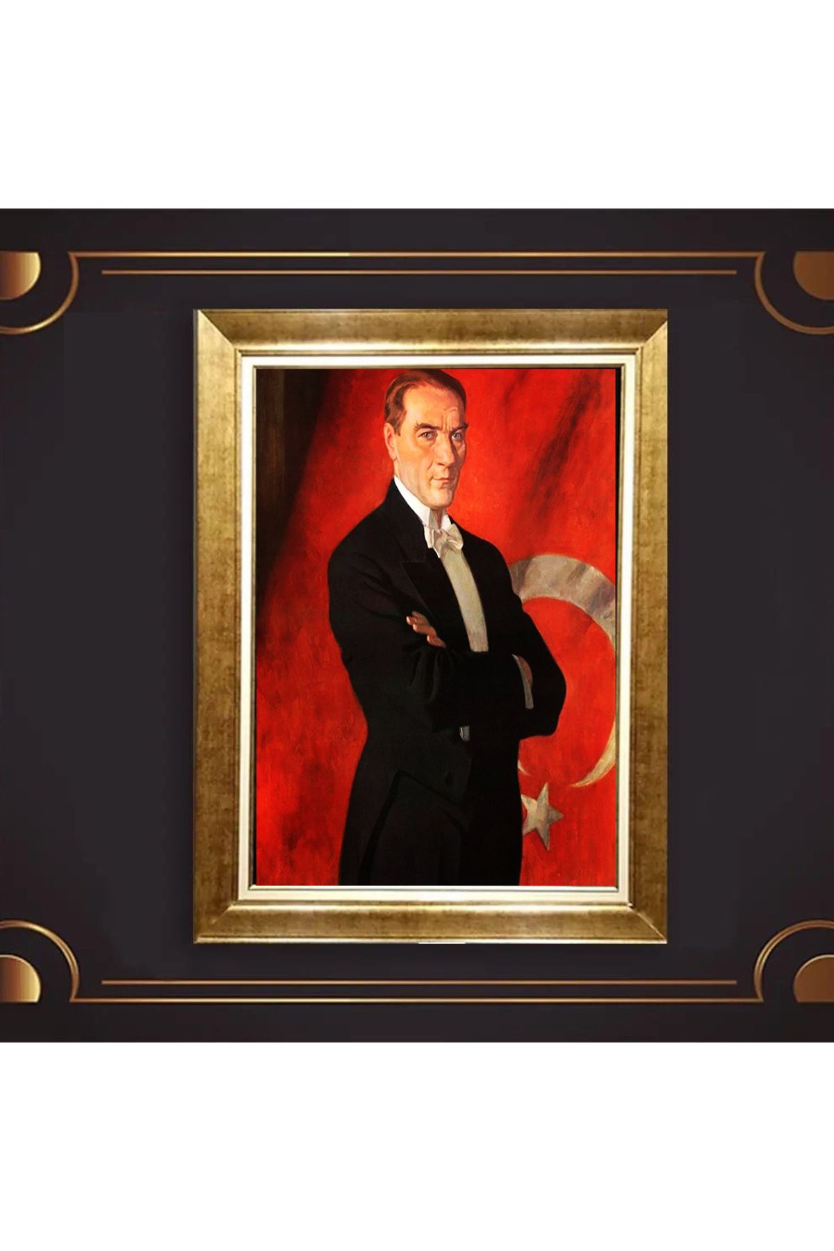 giyense ÖZEL TASARIM ÇERÇEVELİ PASPARTULU ATATÜRK TABLO A536