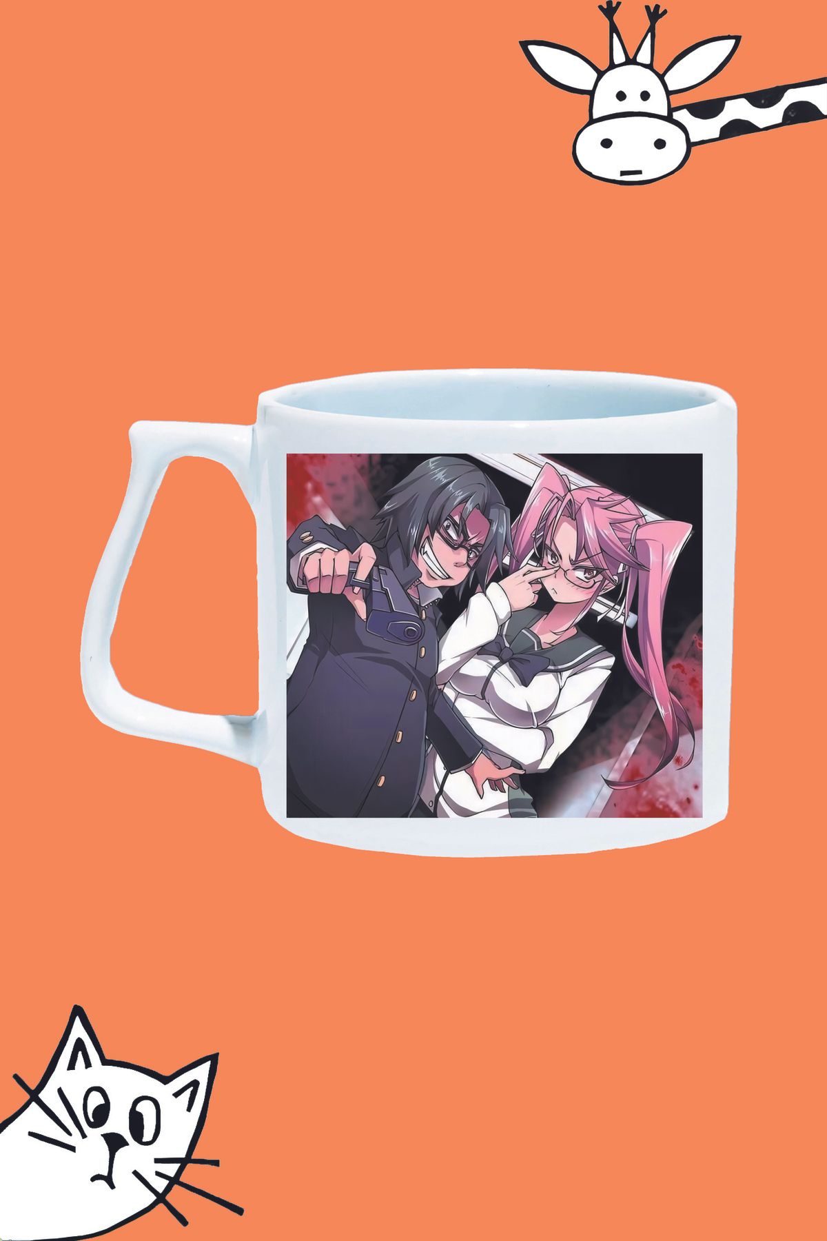 Olympus plus KOHTA HIRANO KARAKTER ANİME HighSchool OF THE DEAD TASARIM BASKILI LÜKS KUPA BARDAK