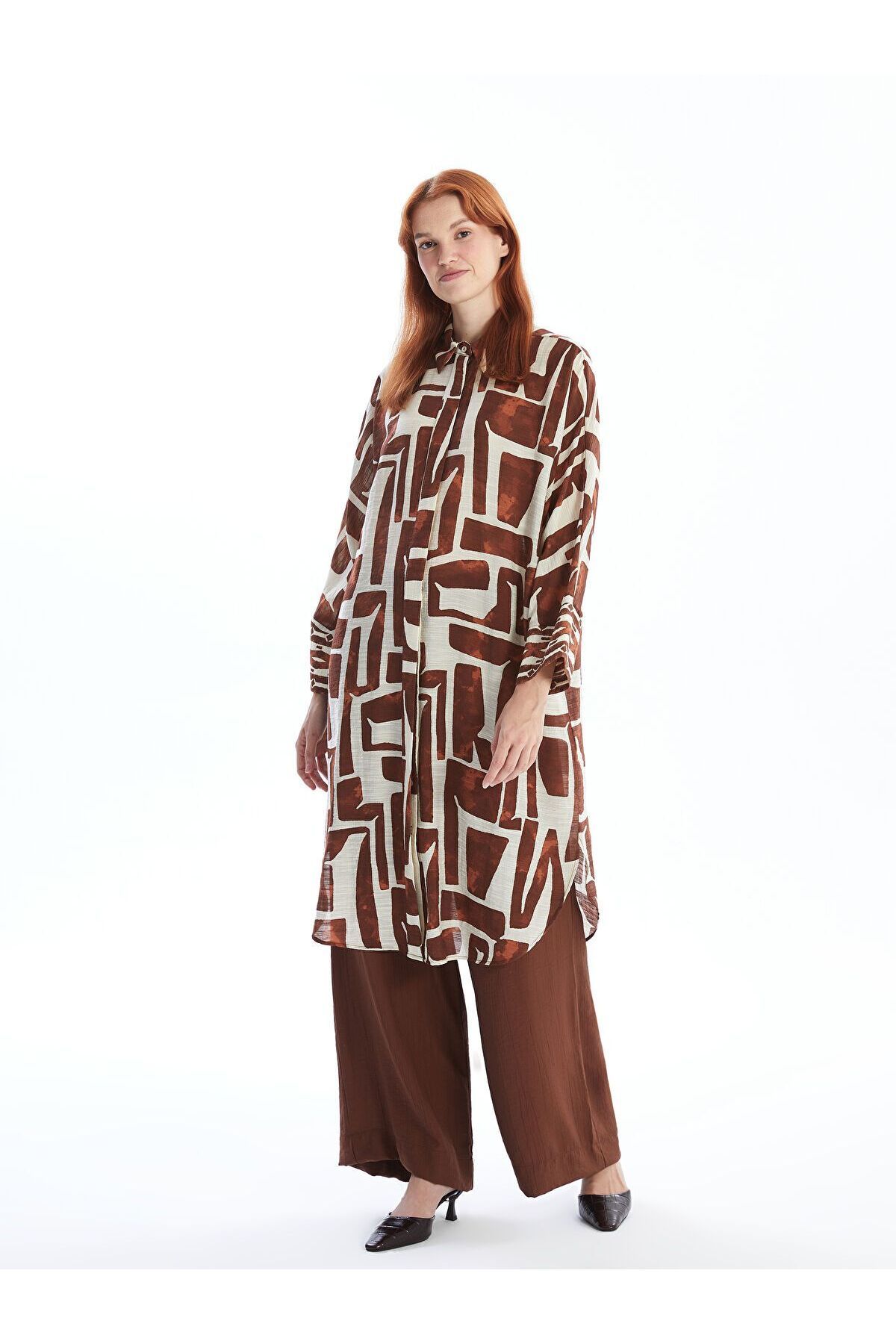 LC Waikiki Desenli Oversize Kadın Gömlek Tunik