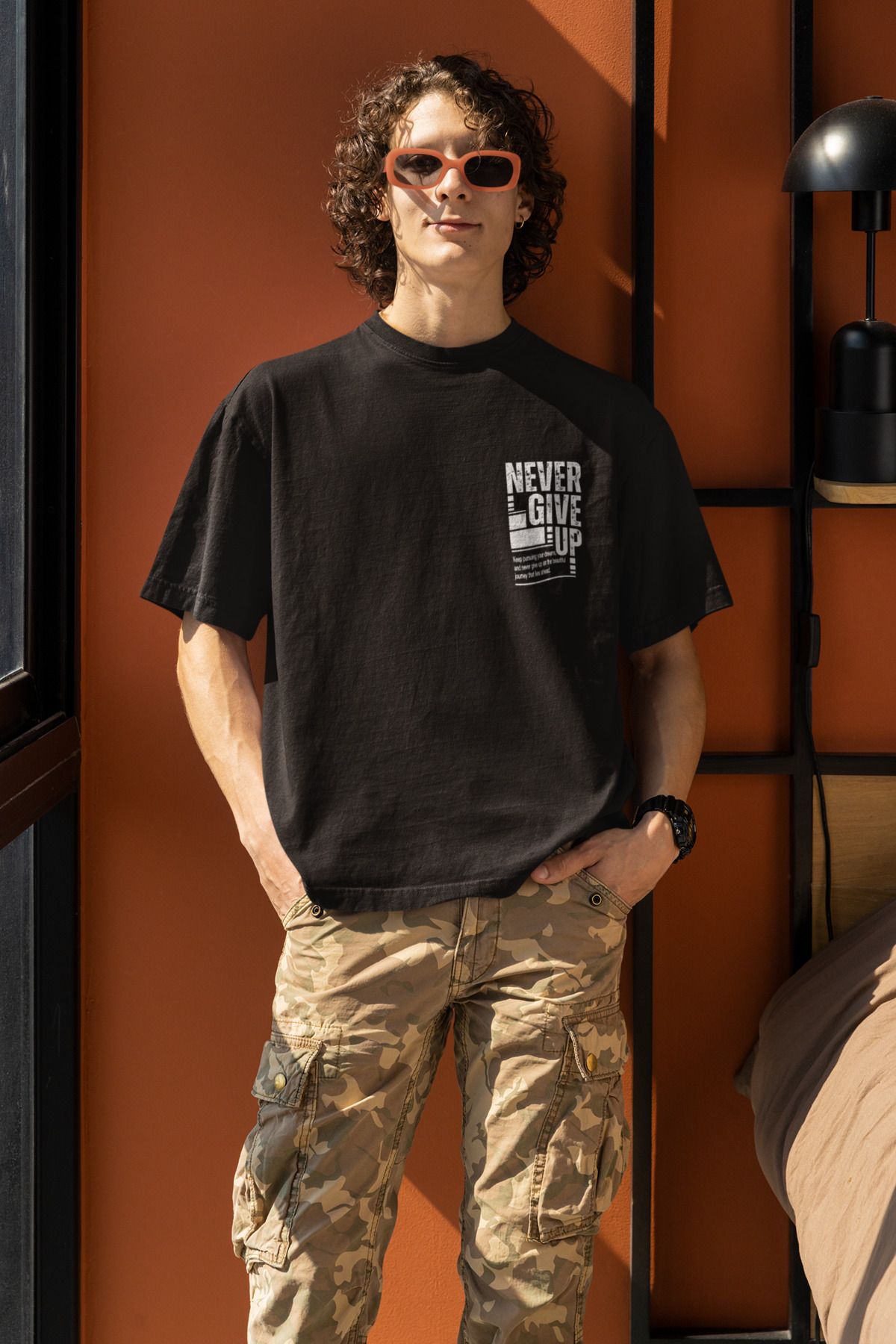 ick artwear NEVER GIVE UP BASKILI ULTRA COMFORT OVERSIZE TSHIRT – 30/1 SÜPREM PENYE
