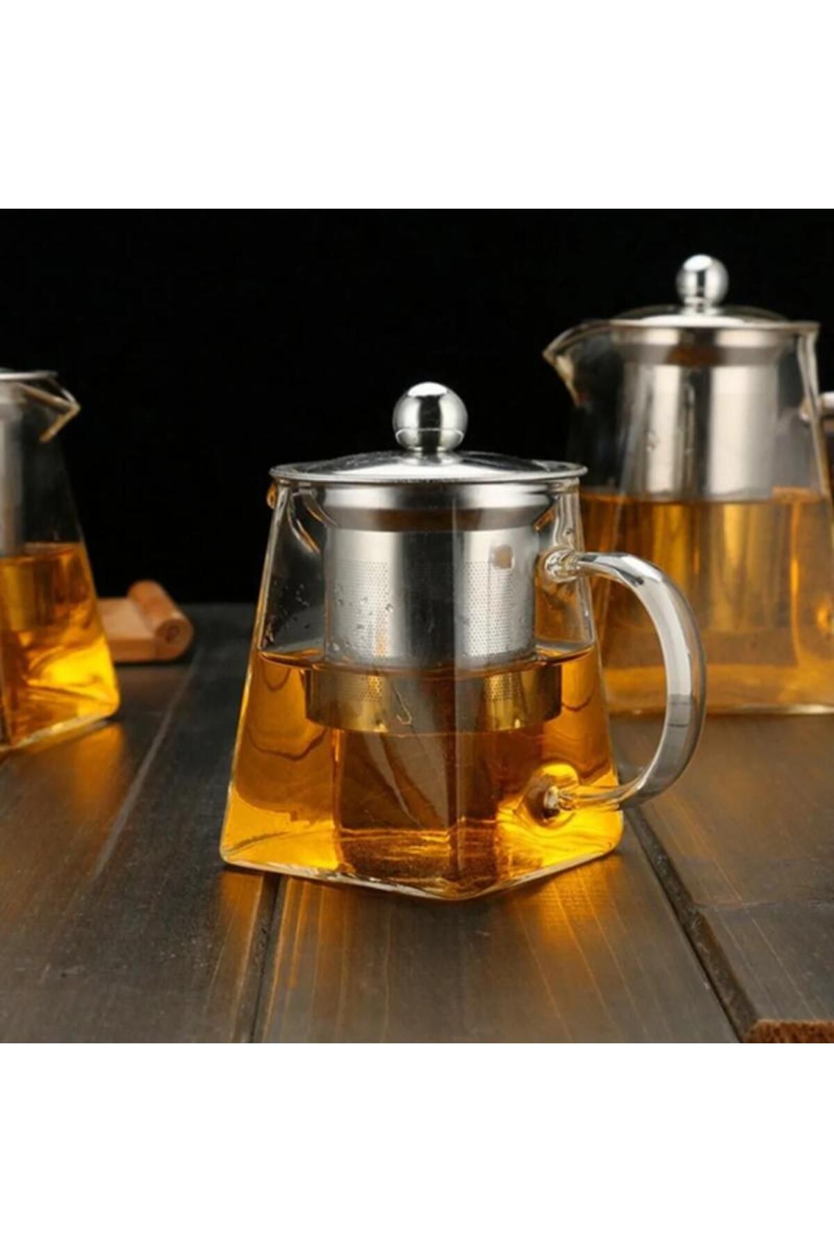 Çakır Home Isıya Dayanıklı Şeffaf Cam Çay & Kahve Demliği – Paslanmaz Çelik Filtreli | 750 ml