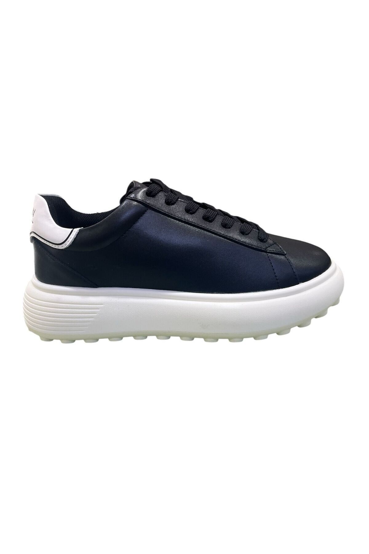 Lufian Hakiki Deri Kalın Taban Bağcıklı Günlük Sneaker Siyah