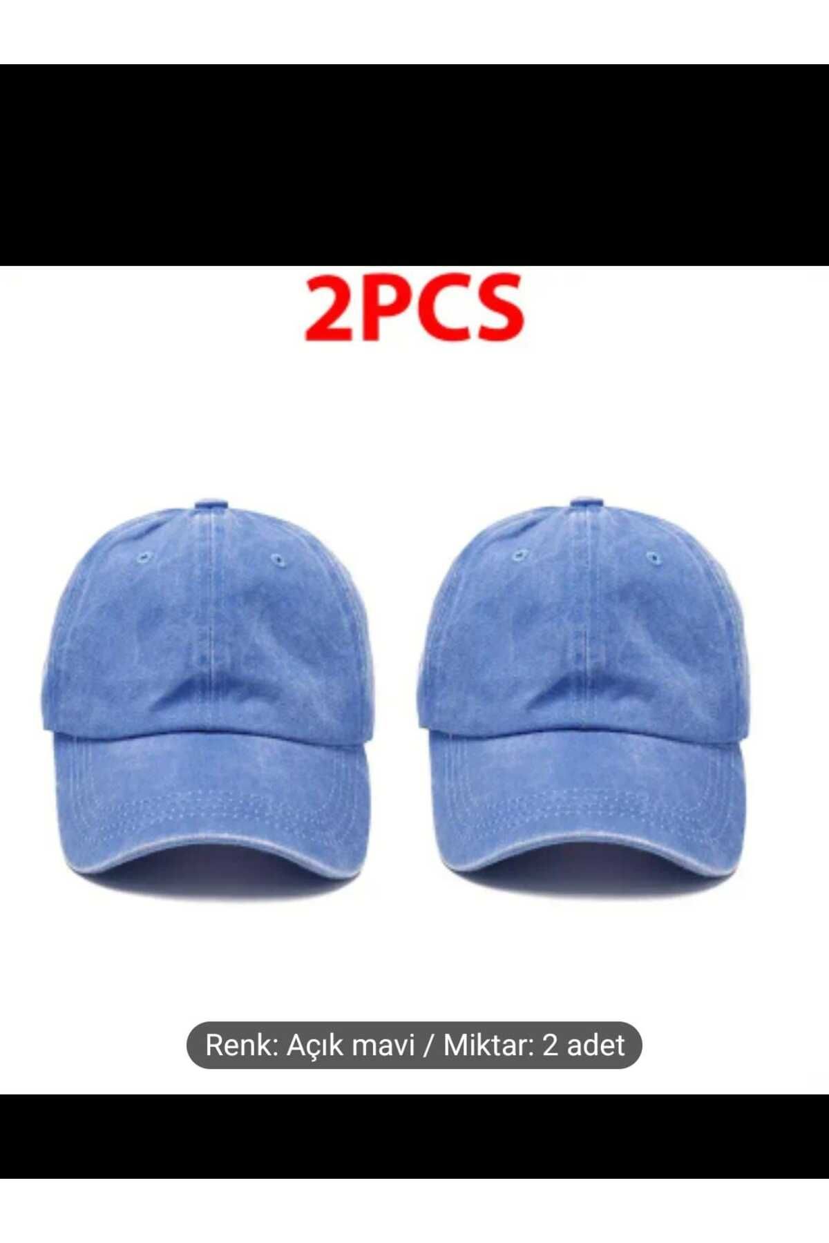 WOHOME Vintage Görünümlü Unisex 2'li Şapka - Yıkamalı Pamuk Kep