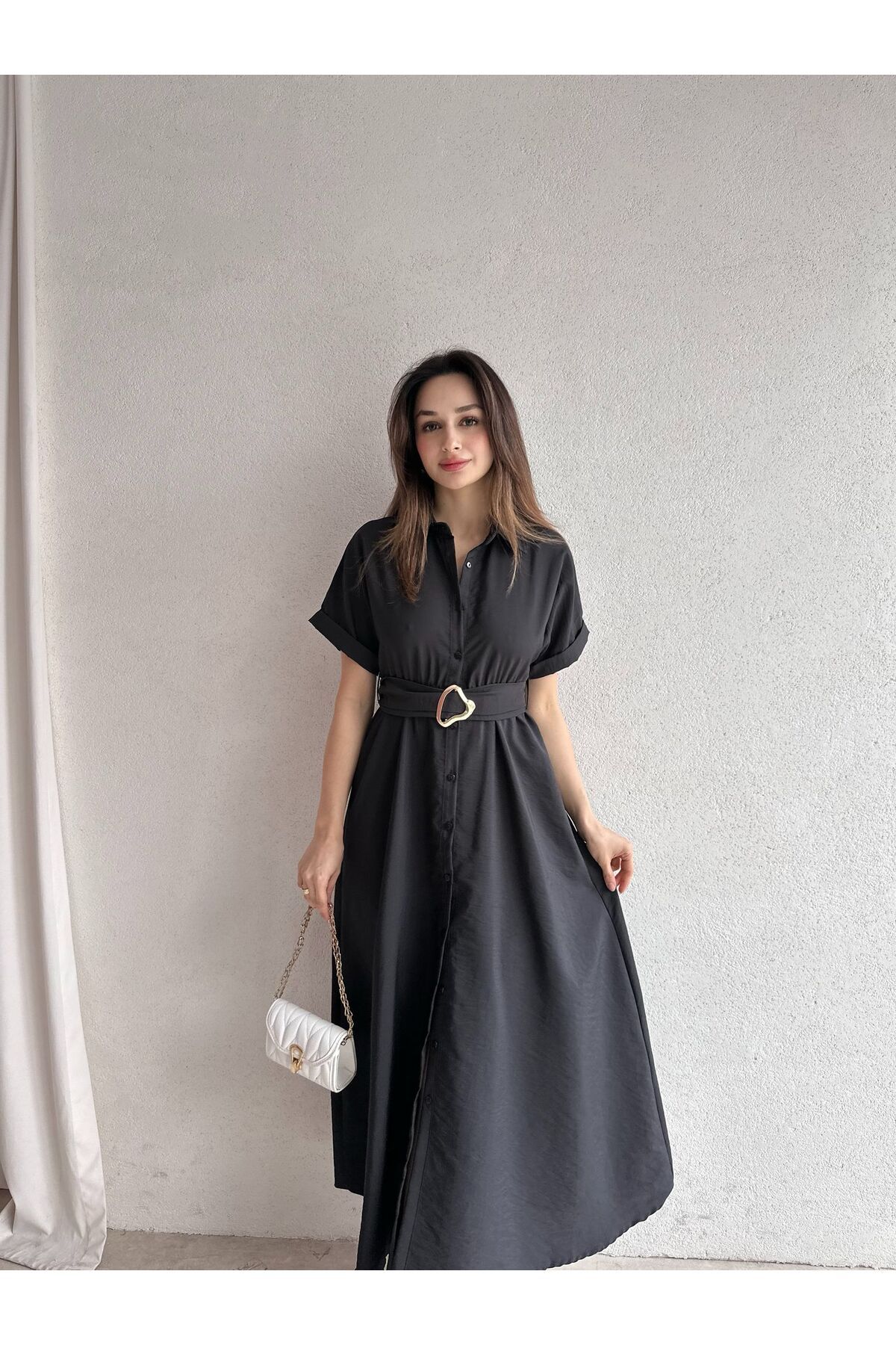 Mooi Butik SYBİL Midi Elbise 4756 - Siyah