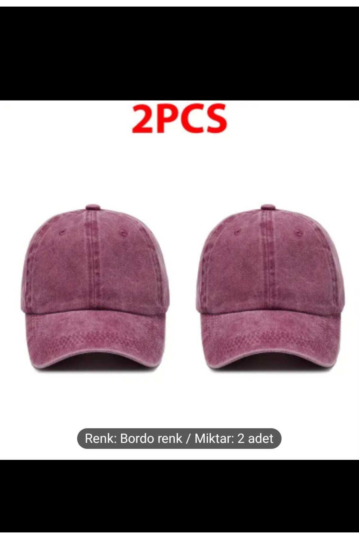 WOHOME Vintage Görünümlü Unisex 2'li Şapka - Yıkamalı Pamuk Kep