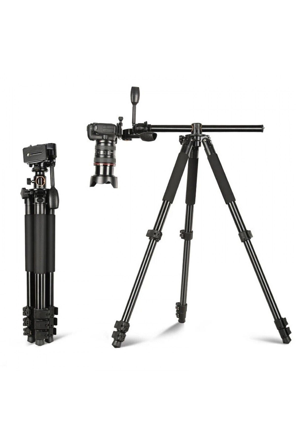 ztmobile Hepu Hp-t06 Profesyonel Tripod 190 Cm Yatay Kullanım Fonksiyonlu Panaromik Kafa 360 Monopod