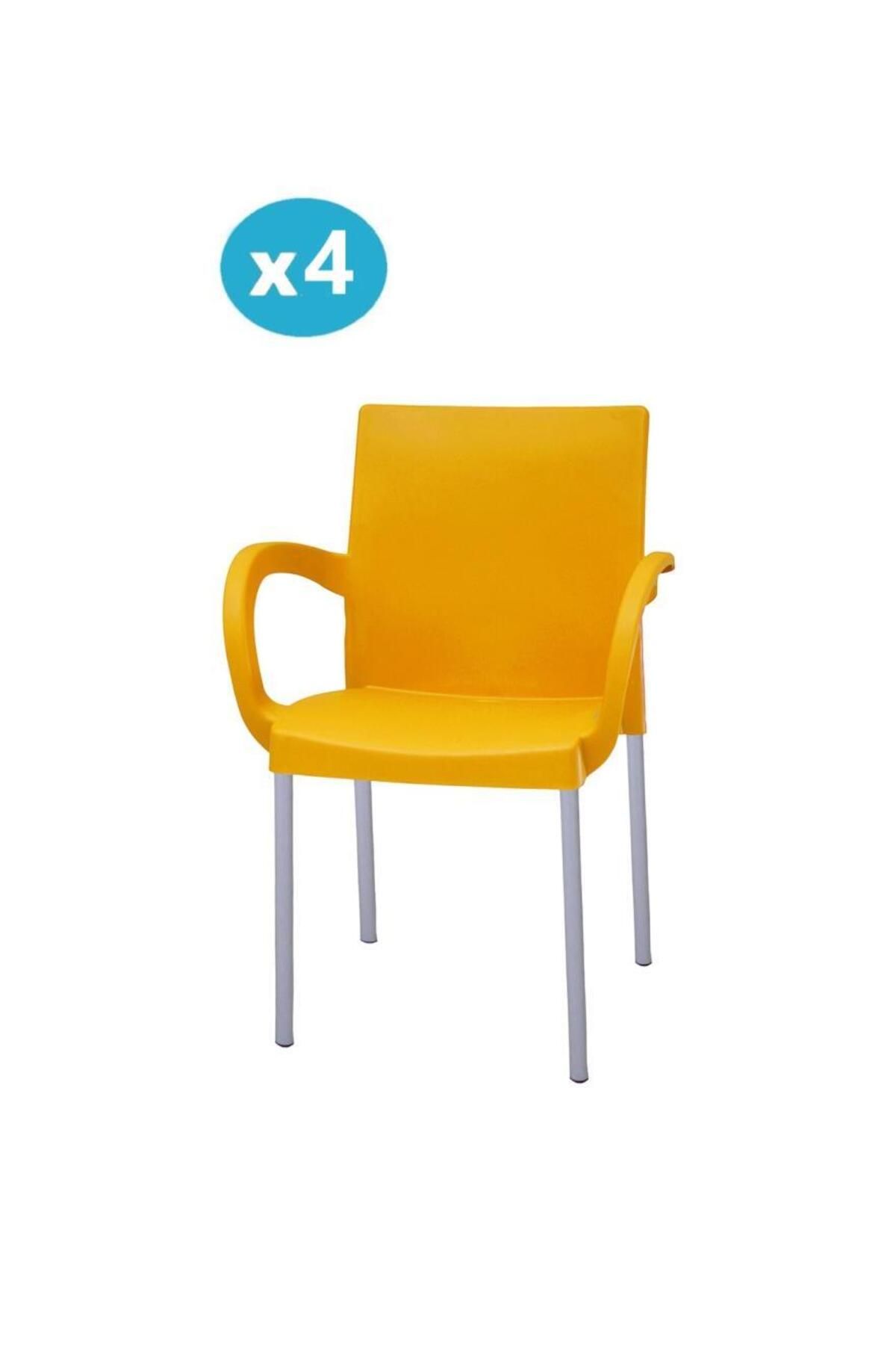 Omnipazar Mt-cf880 Mare Plastik Bahçe Balkon Koltuk Sandalye 4'lü Set