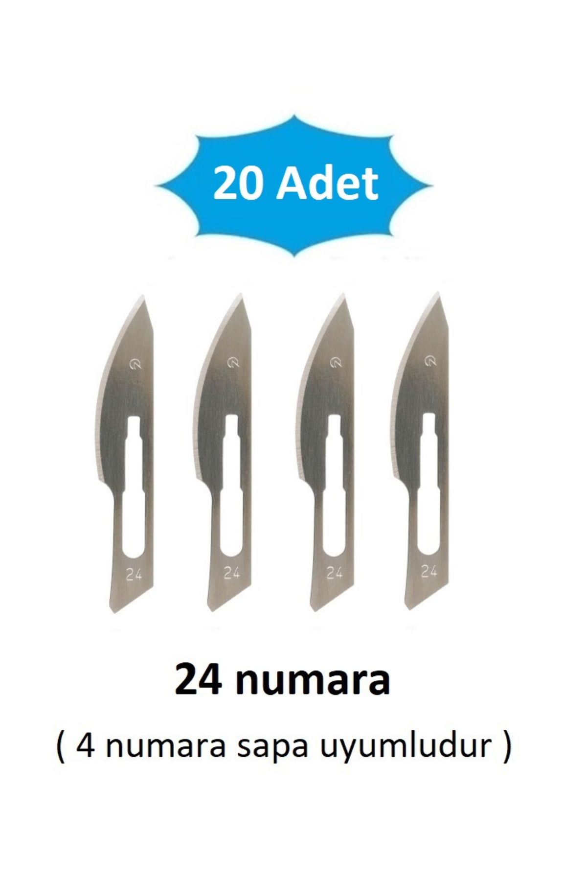 QBR Home 20li paket 24 numara Ahşap Heykel Oyma Sanat Yedek Bıçağı. Geçirmeli Tip ( 4 numara sapa uyumlu )