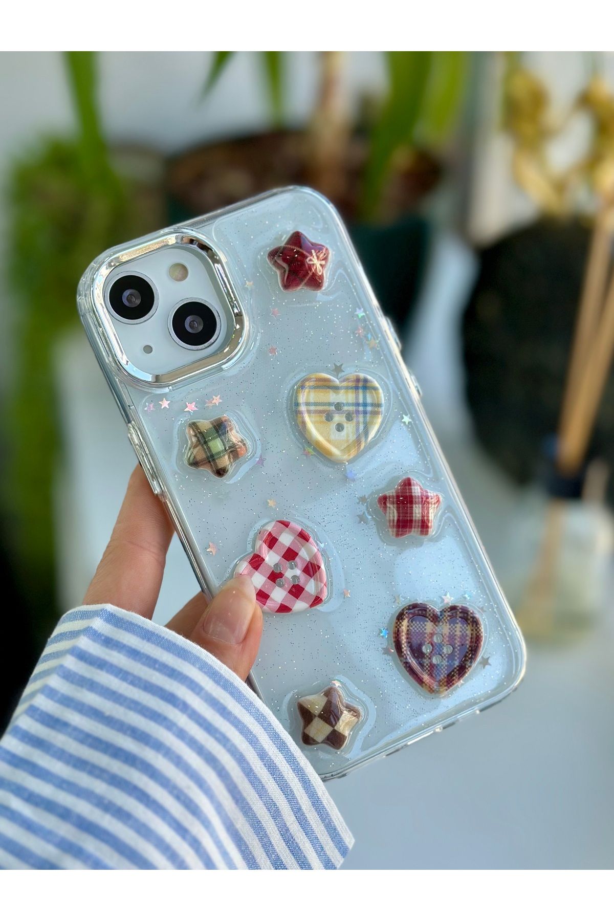 Go Aksesuar-غلاف هاتف من السيليكون الإيبوكسي متوافق مع هاتف Apple Iphone 13 - 14 - 15 مع تصميم زر ثلاثي الأبعاد 4