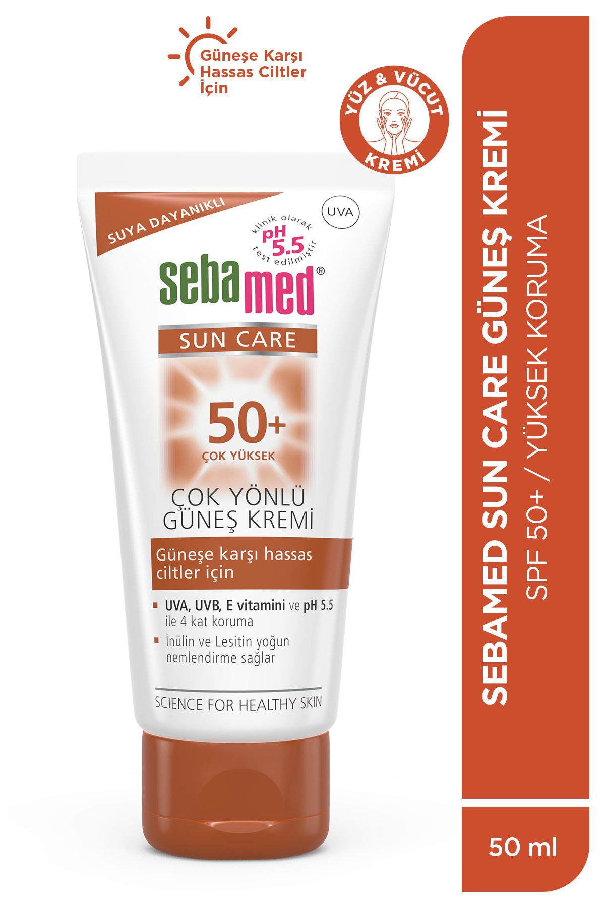 MADETENE Sun Care 50+ SPF UVA / UVB Filtresi ve E Vitamini Üçlü Yüksek Koruma Çok Yönlü Güneş Kremi 50 ml