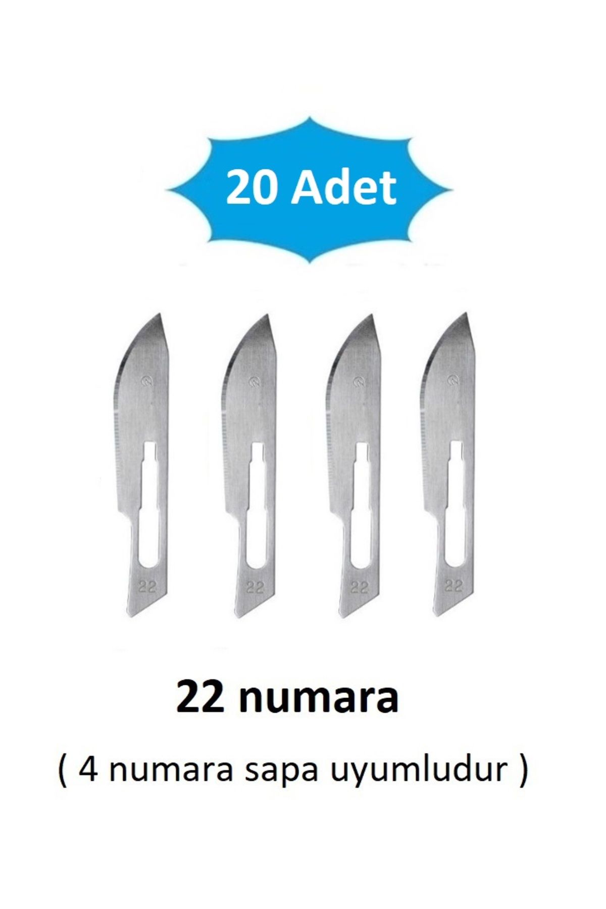 QBR Home 20li paket 22 numara Ahşap Heykel Oyma Sanat Yedek Bıçağı. Geçirmeli Tip ( 4 numara sapa uyumlu )