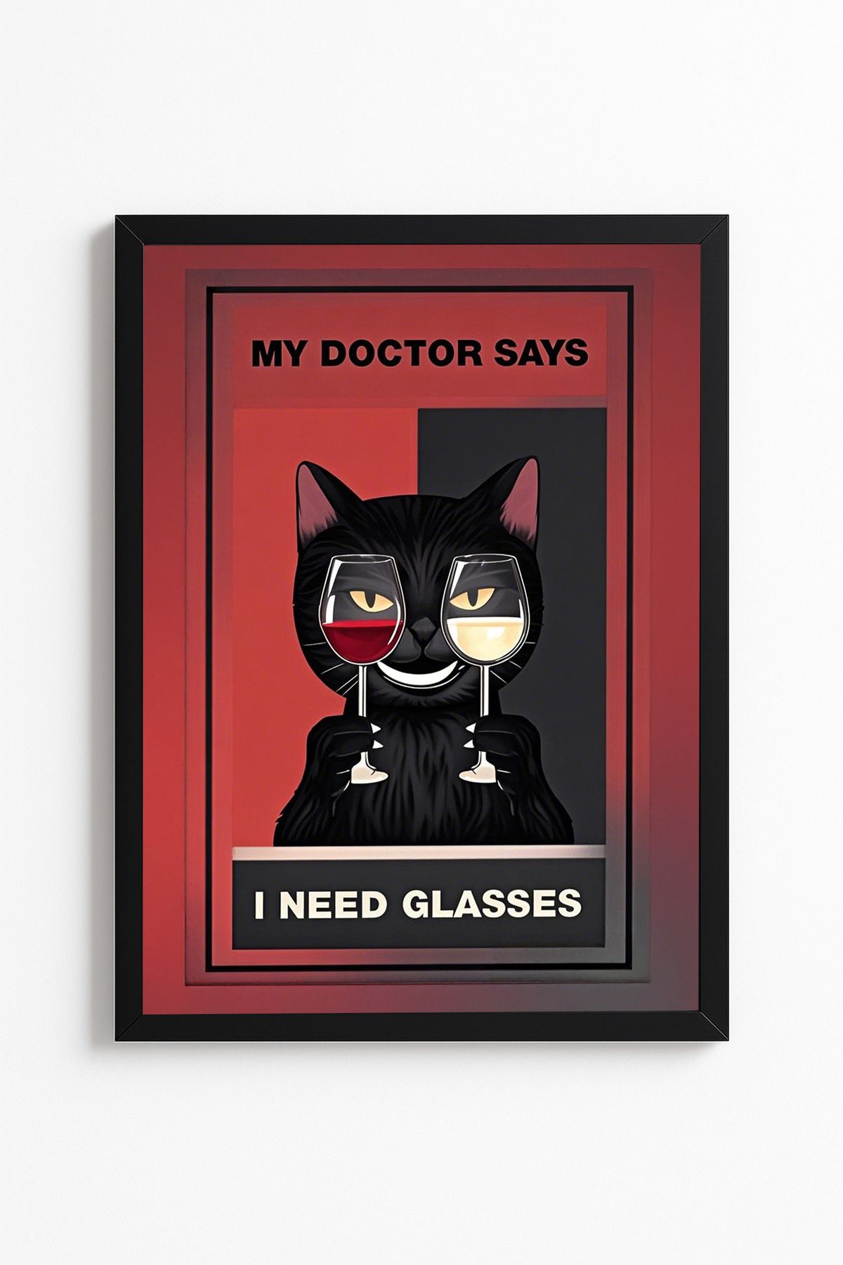 Patte I Need Glasses - Komik Kedi Temalı Poster - Çerçevesiz Duvar Poster Yüksek Kaliteli Tablo