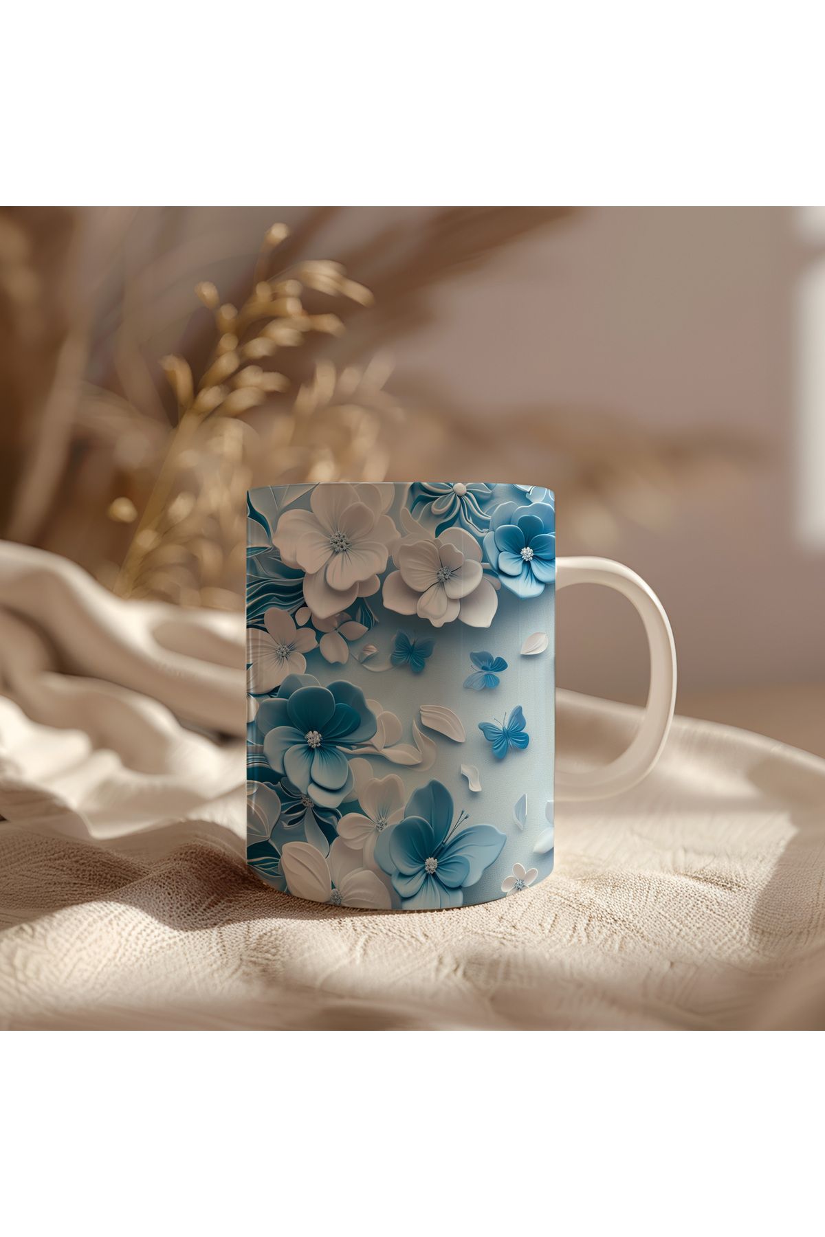 waspandhornet Floral Desenli Seramik Kupa