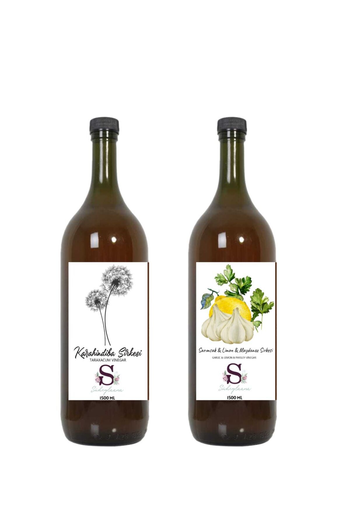Süheylaana Doğal Karahindiba Sirkesi 1500 Ml - Doğal Sarımsak & Limon & Maydanoz Sirkesi 1500 Ml
