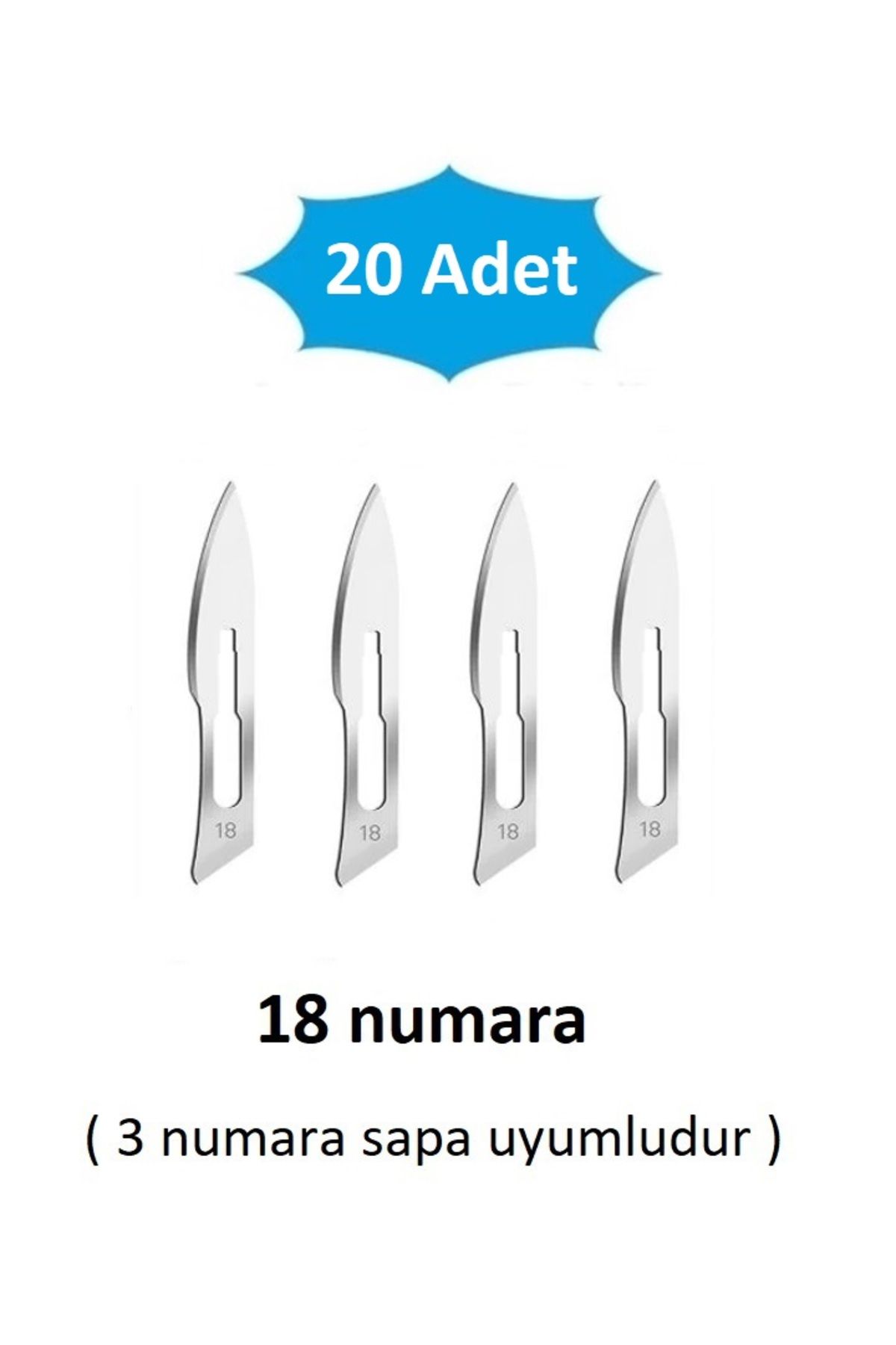 QBR Home 20li paket 18 numara Ahşap Heykel Oyma Sanat Yedek Bıçağı. Geçirmeli Tip ( 3 numara sapa uyumlu )