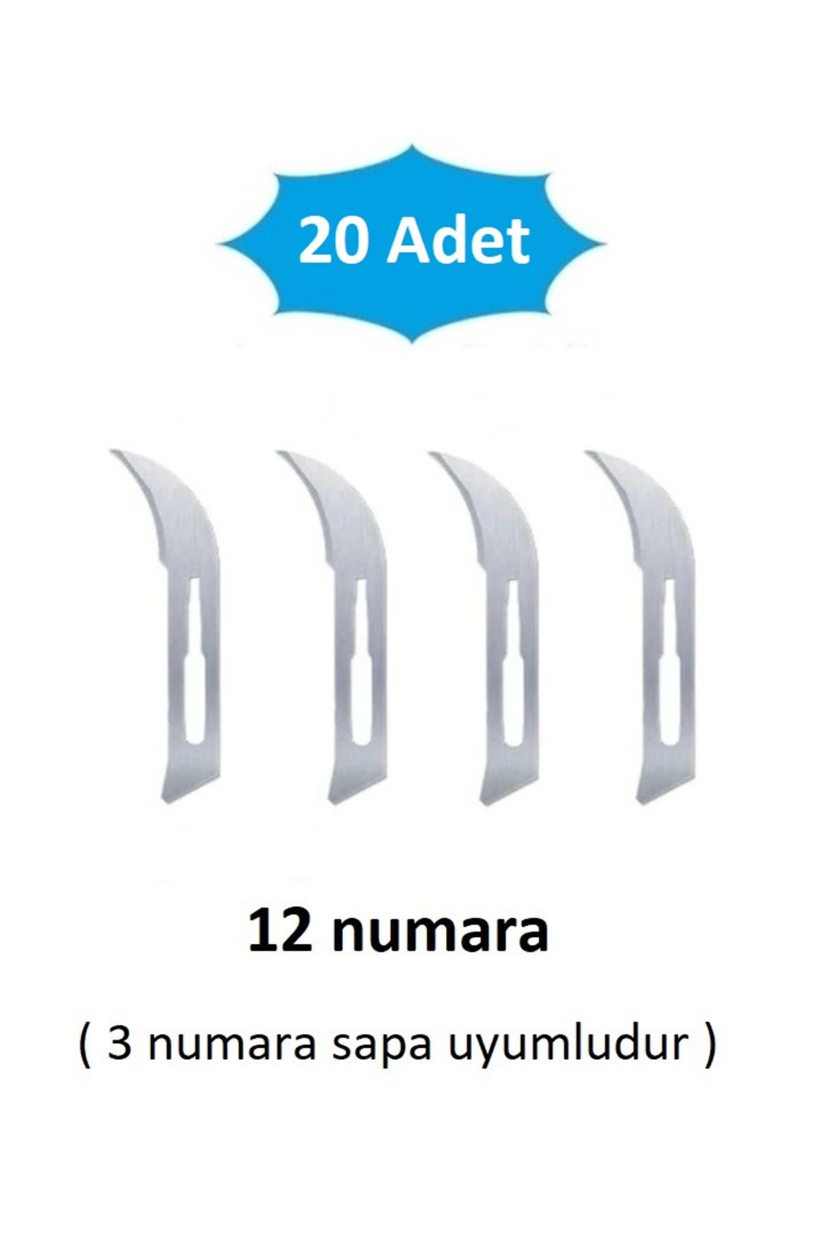QBR Home 20li paket 12 numara Ahşap Heykel Oyma Sanat Yedek Bıçağı. Geçirmeli Tip ( 3 numara sapa uyumlu )
