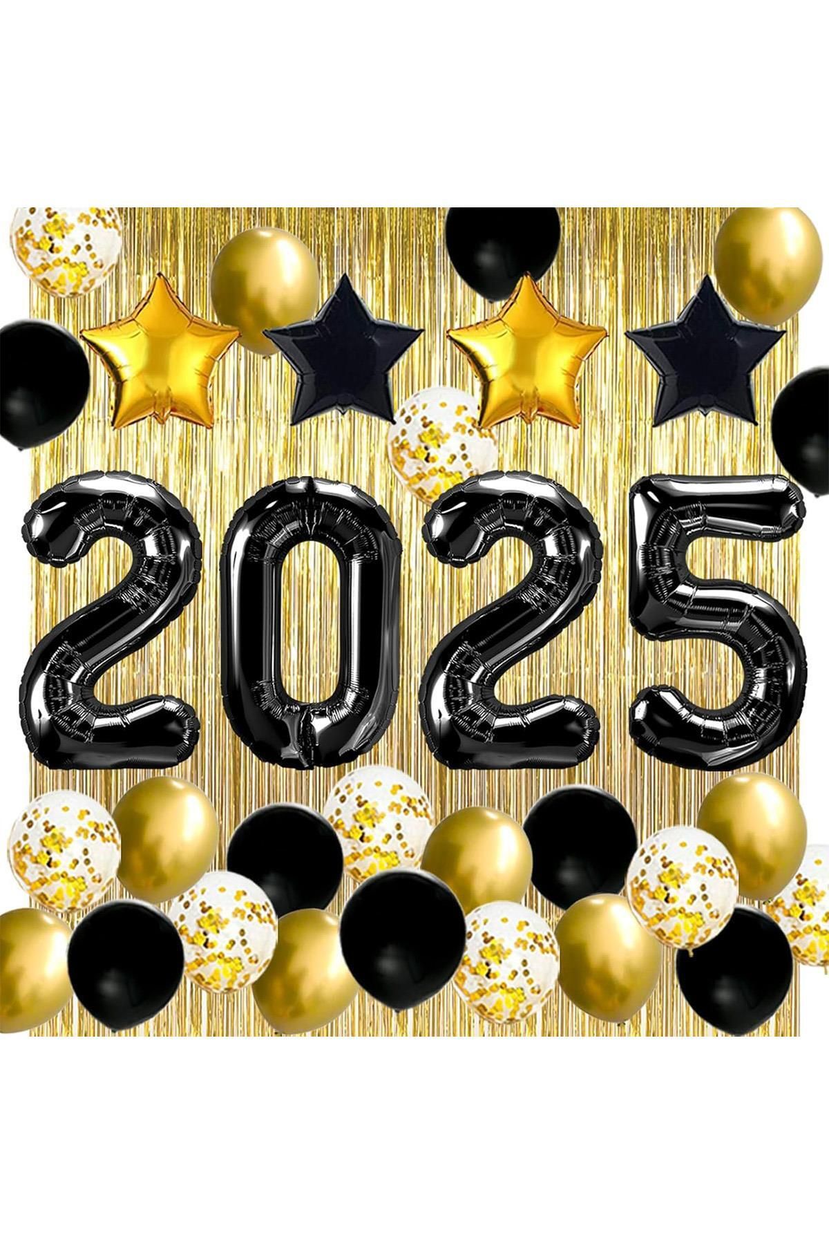 Patladı Gitti 2025 Temalı Siyah Renkli Lüks Mezuniyet Kutlama Seti