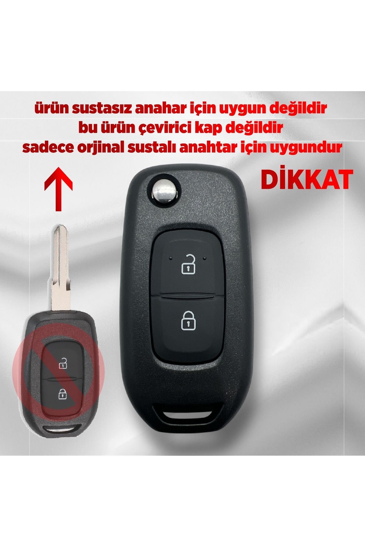 Luxe Aksesuarr Renault Megane4-Clio5- Captur Kadjar Symbol 2 buton Sustalı Kumanda Kabı