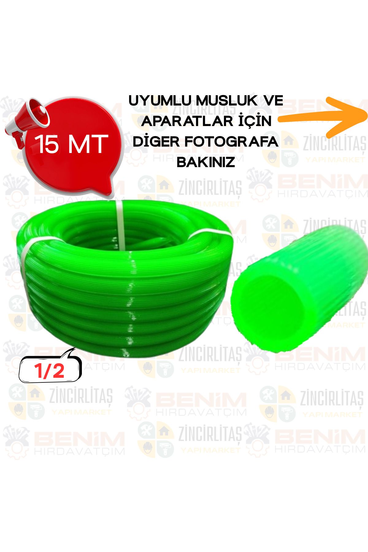 Benim Hırdavatcım SOFT SİLİKONLU BAHÇE HORTUMU / BAHÇE SULAMA HORTUMU / OTO YIKAMA HORTUMU / 15 METRE