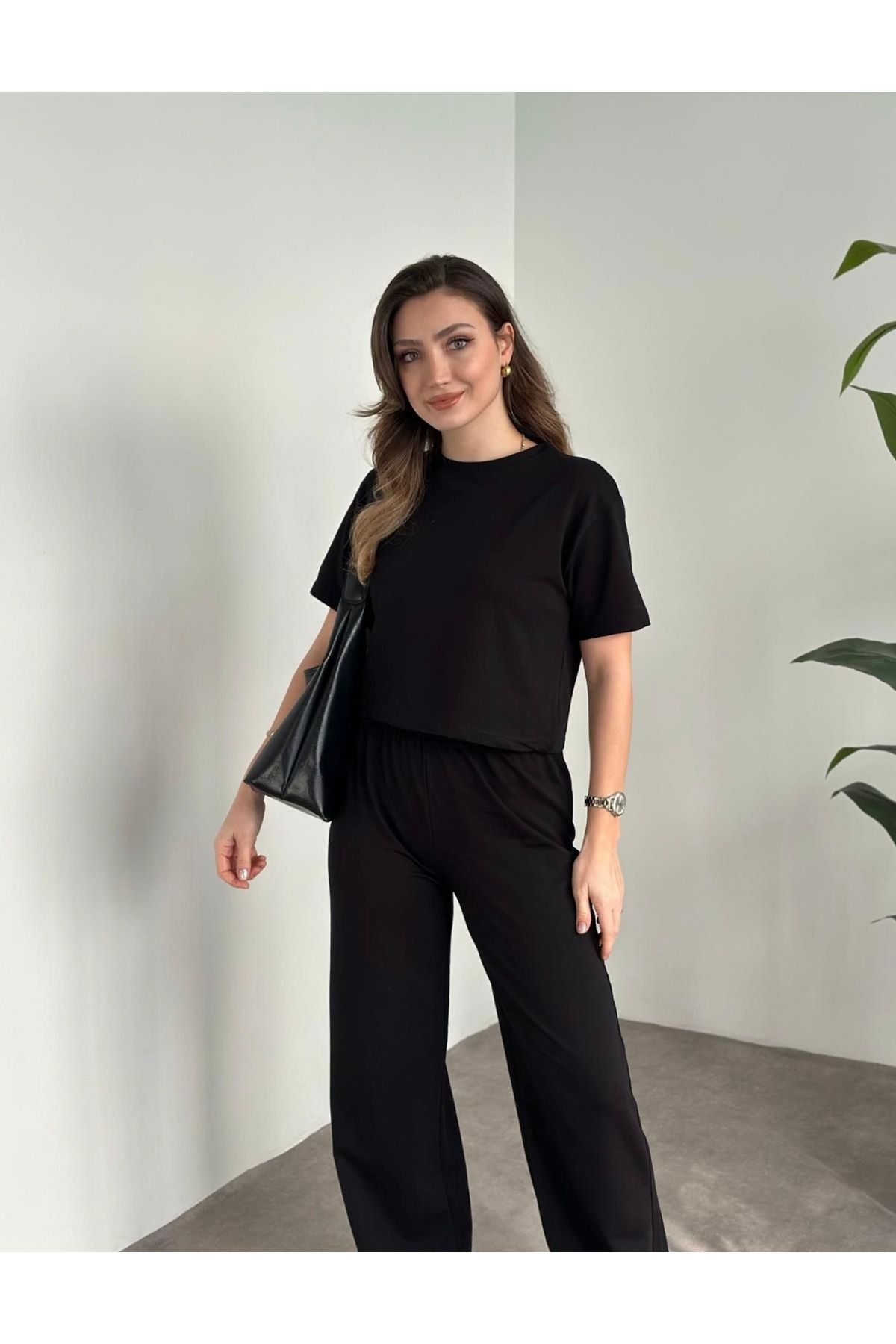 Moda Kızı Butik Kadın Oversize Alt Üst Crop Eşofman Takımı