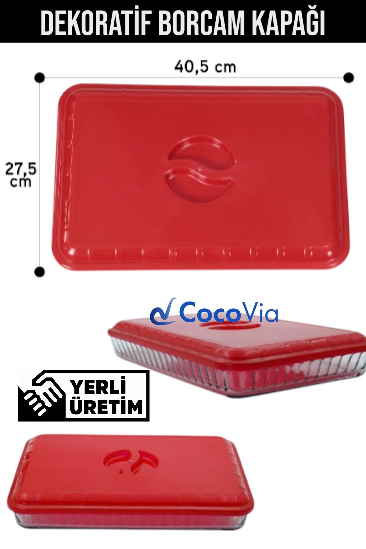 CocoVia Pratik Kullanım Dikdörtgen Borcam Kapağı Borcam Kapak Gıda Koruma Kapağı Standart Boy