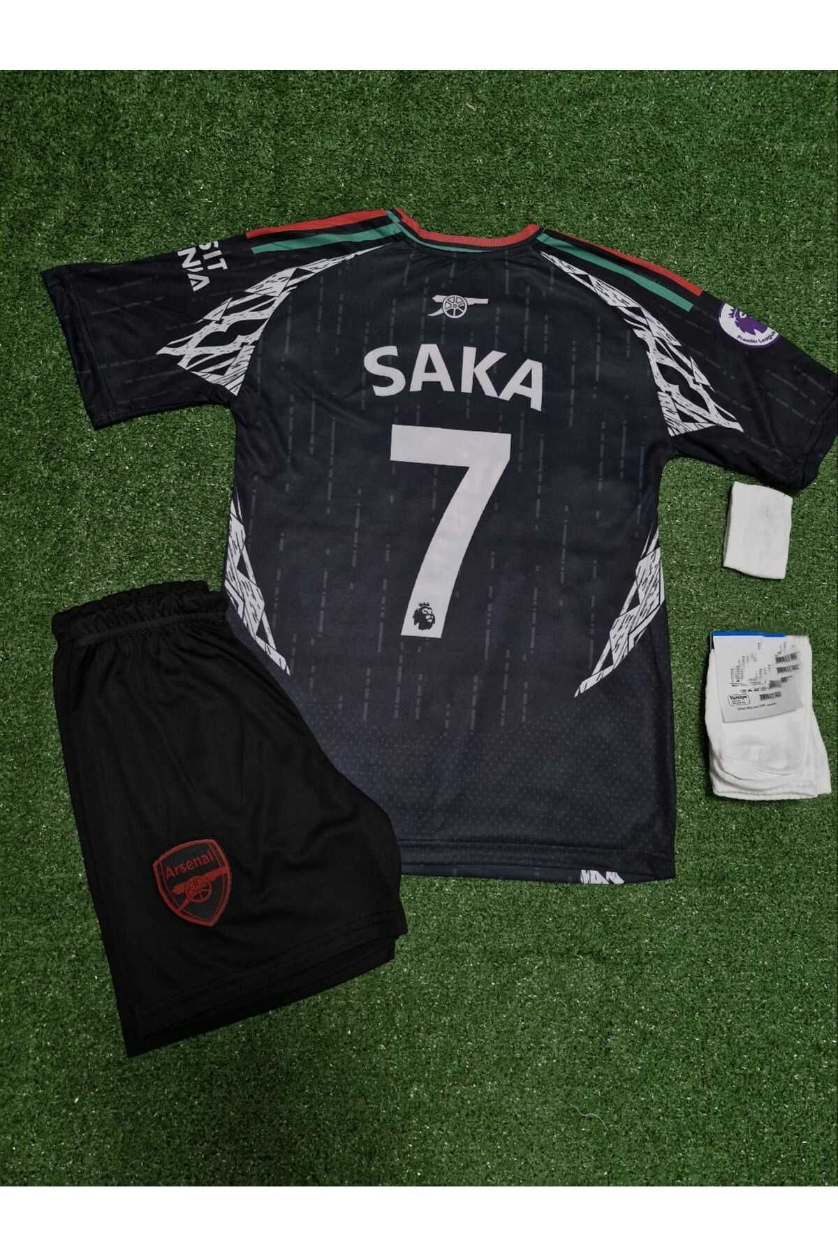 FRAGOLA Arsenal 2024/25 Yeni Sezon Bukayo Saka Deplasman Çocuk Forması 4'lü Set (Black)