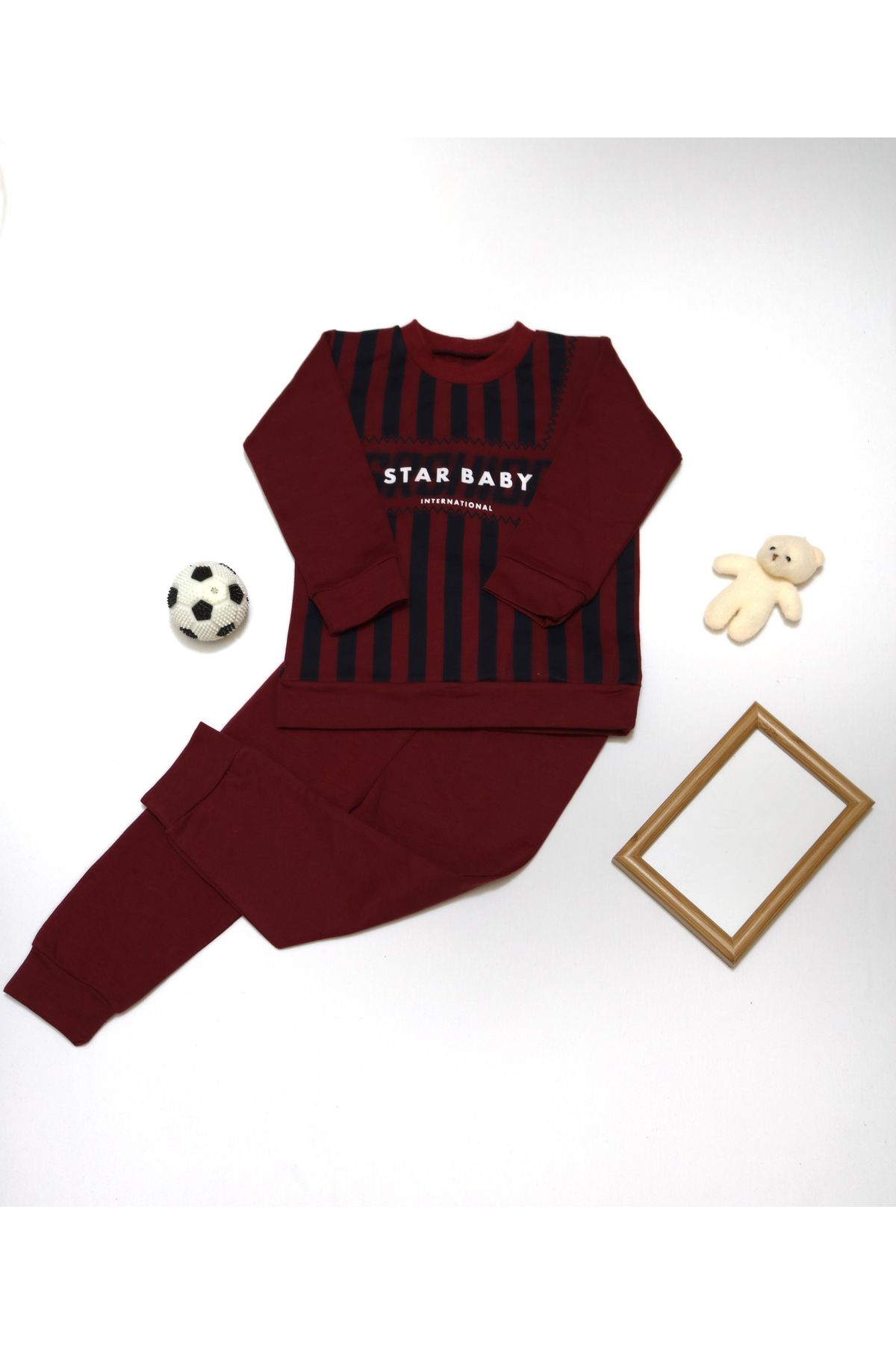 Pırlanta baby Çizgili Desenli Bebek Eşofman Takımı