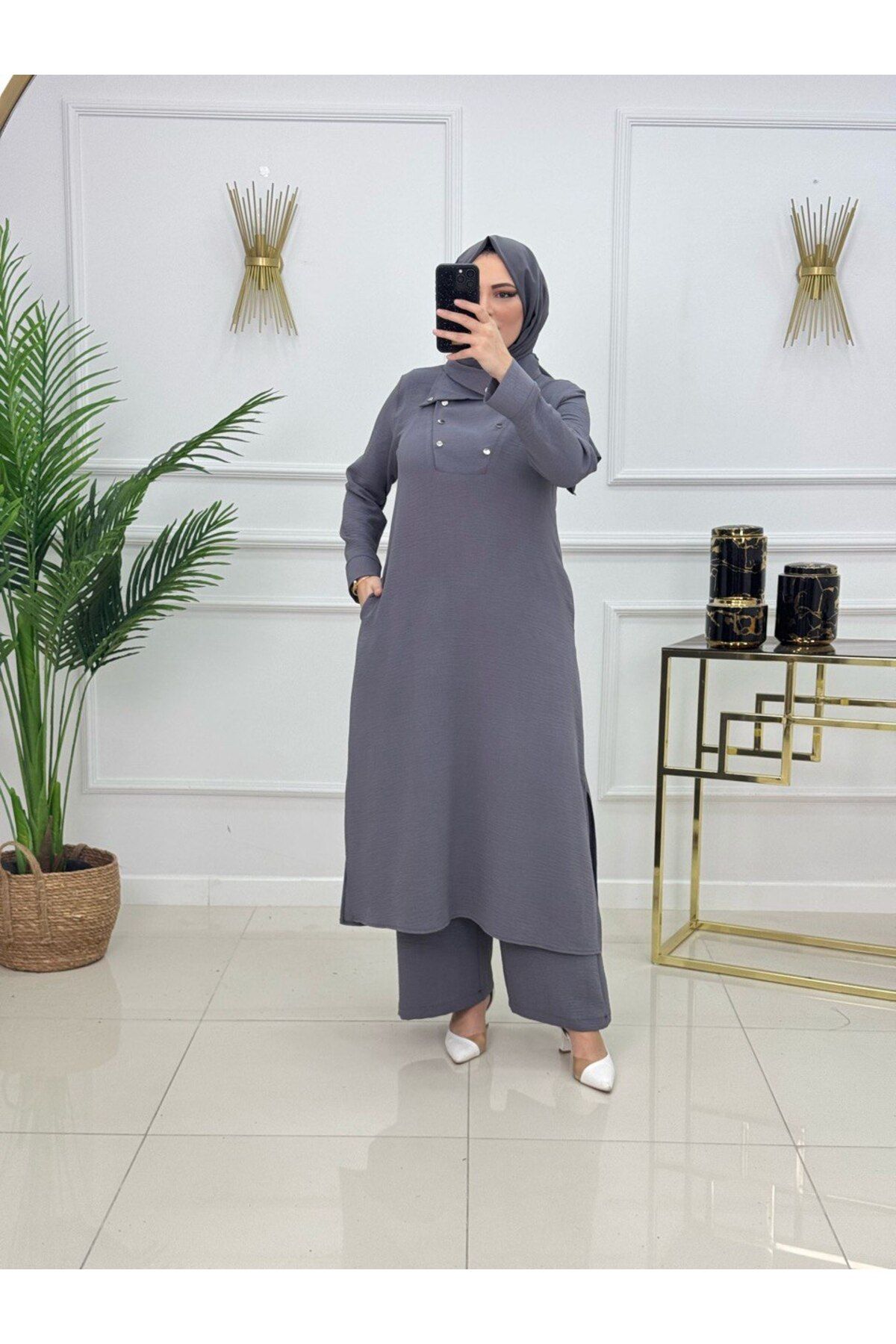 Enans Design Kadın Tesettür 2'Li Takım Tunik & Pantolon