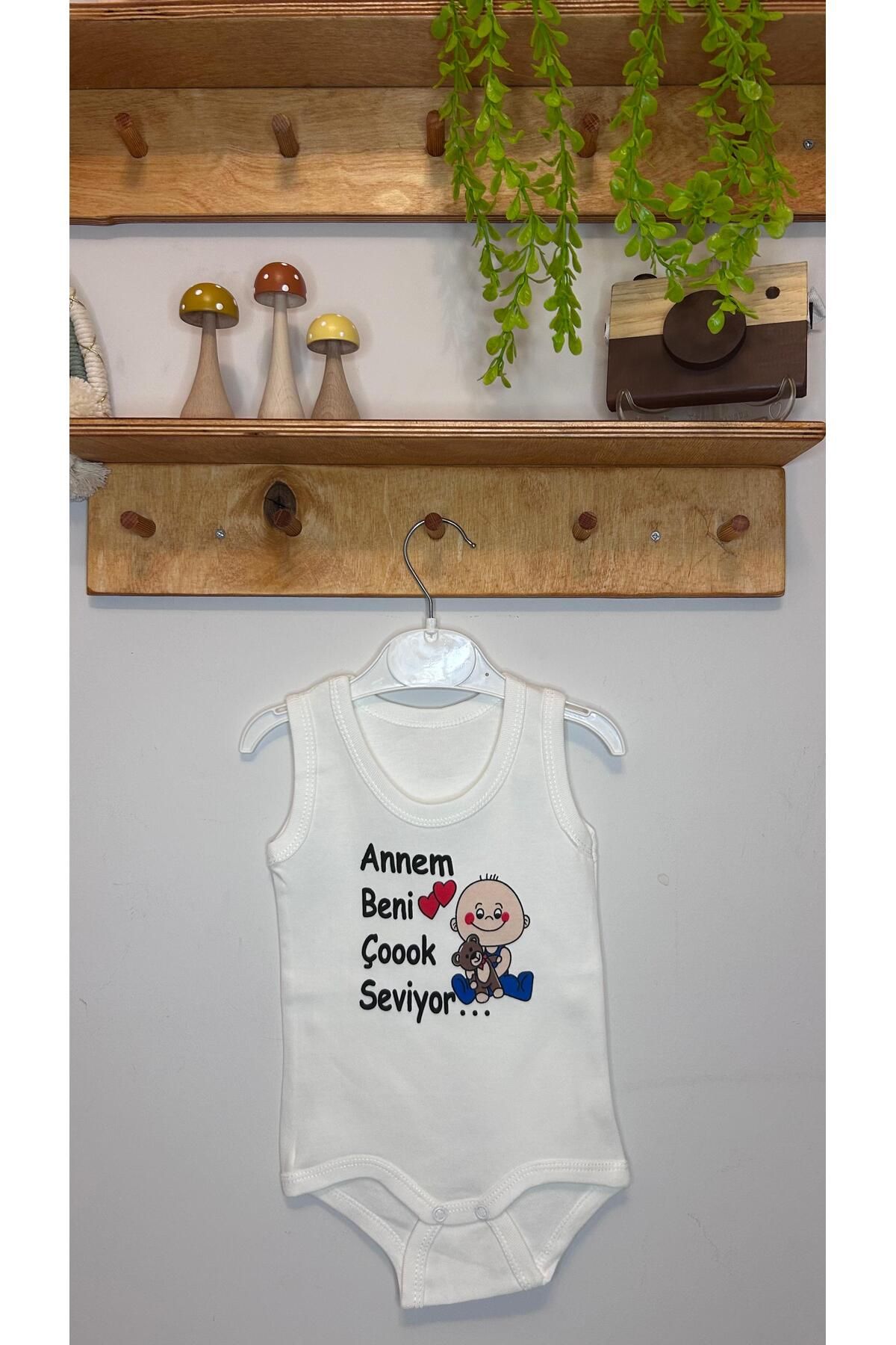 Rila Collection Askılı Çıtçıtlı Yazılı Bebek Body 1-2-3 Ay