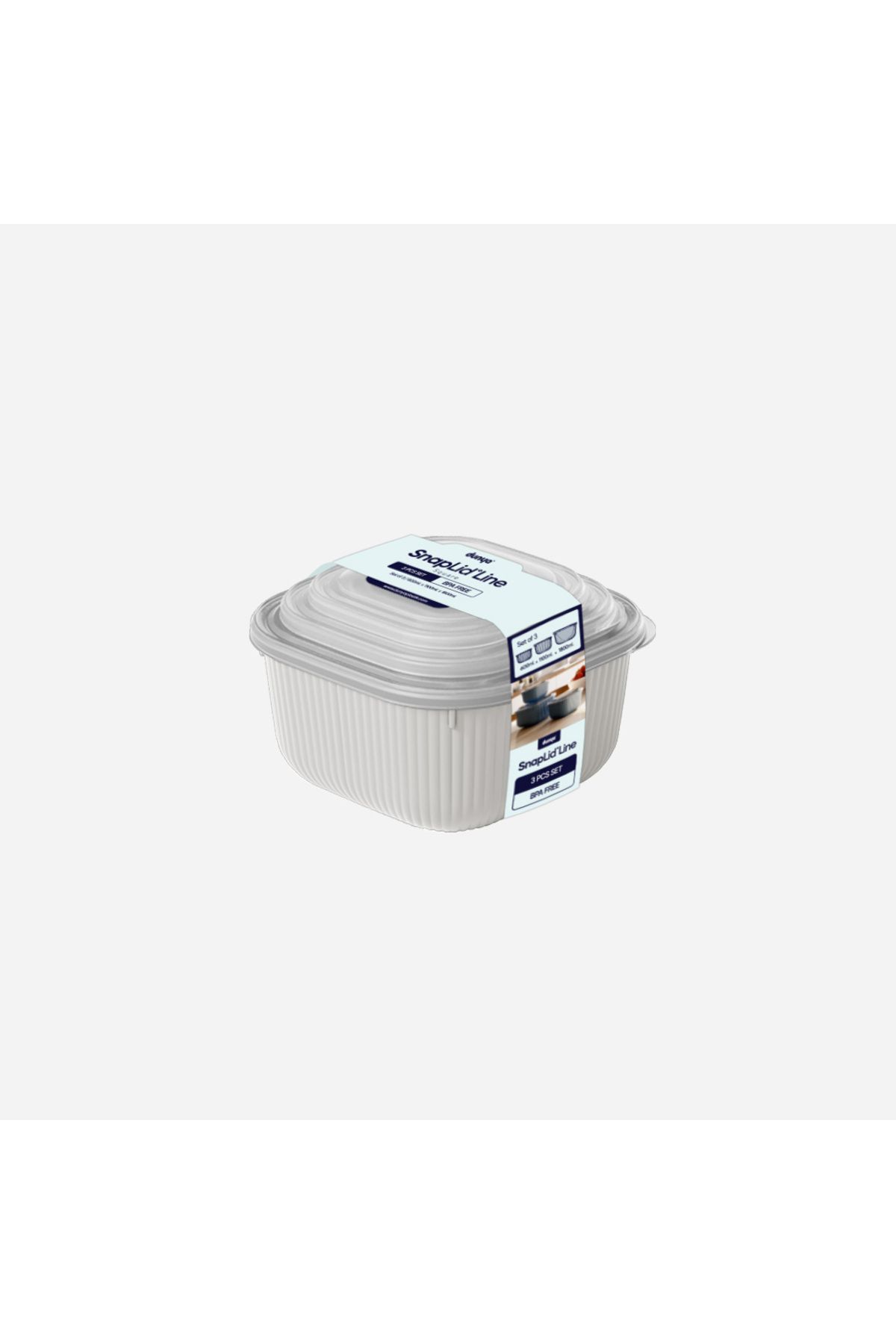 Dünya Plasik 3lü İç İçe Geçmeli Saklama Kabı Kare Set ( 600 - 1100 - 1800 ml)