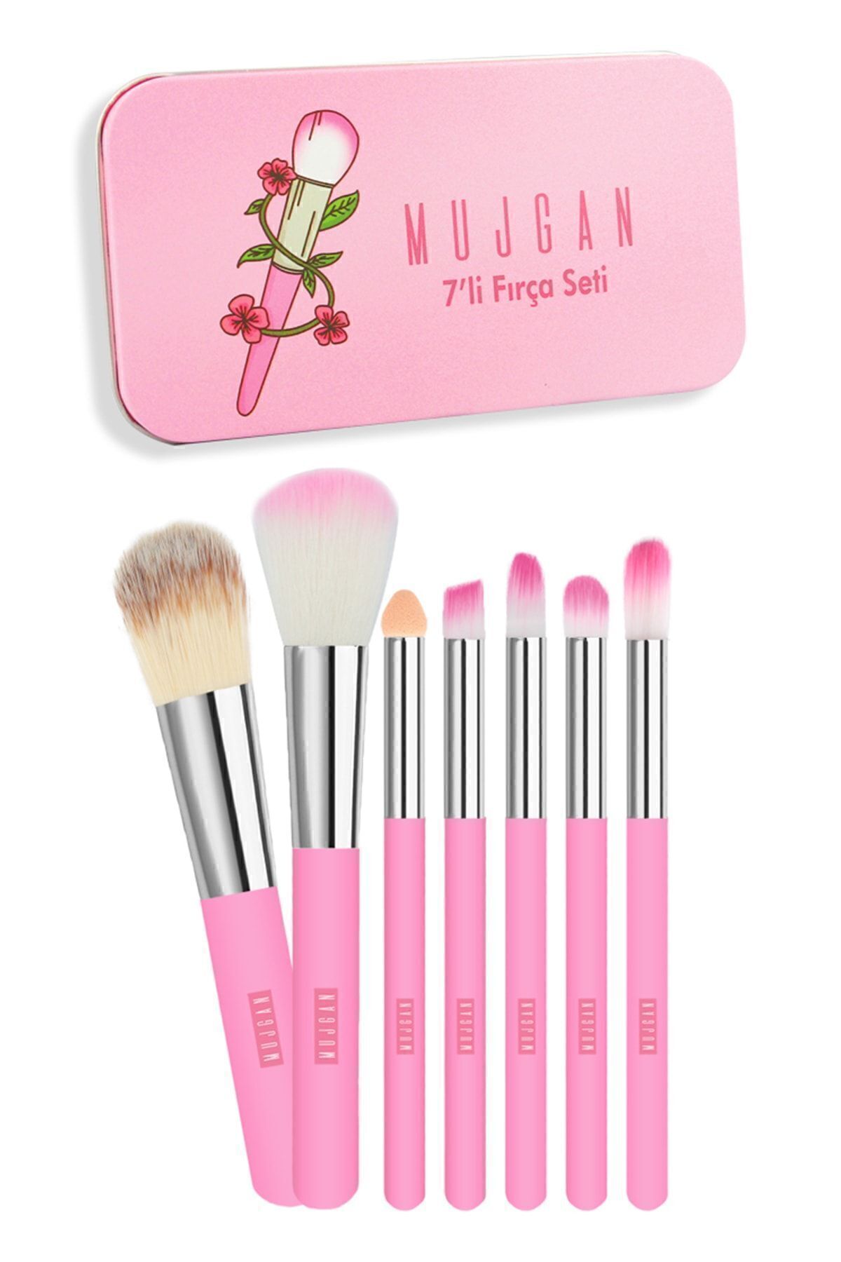 KAİZEN 7'li Fırça Seti Metal Kutulu Pembe