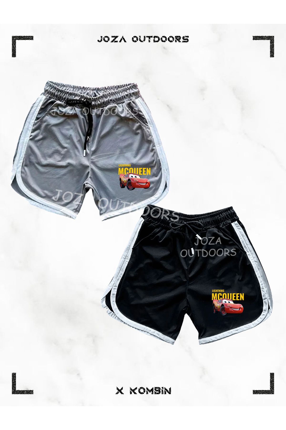 Joza Outdoors Mcqueen Baskılı File Basketbol Antreman Sporcu Şortu Çizgi Detaylı 2'li Set
