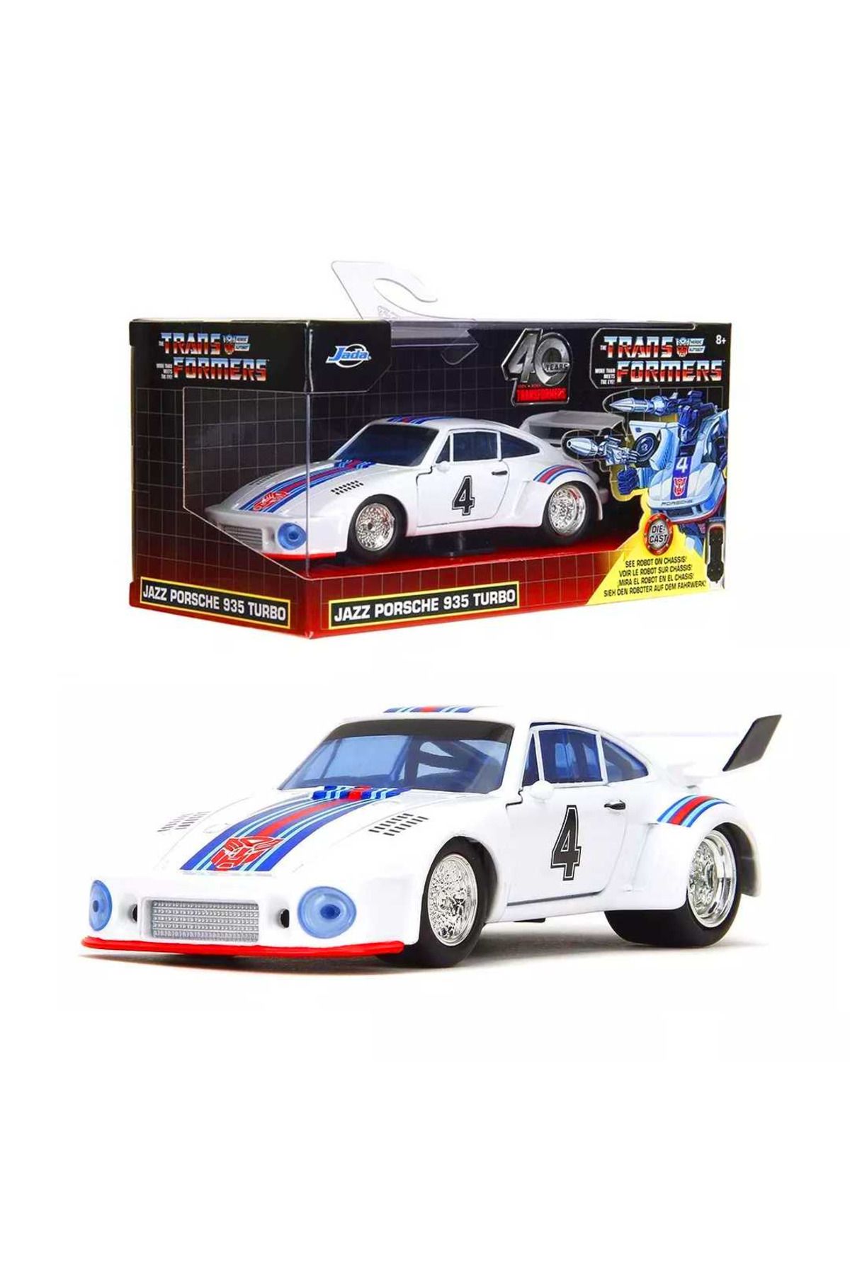 Simba JADA TRANSFORMERS G1 JAZZ PORSCHE 935 TURBO DİE CAST METAL ARABA 1:32 8+