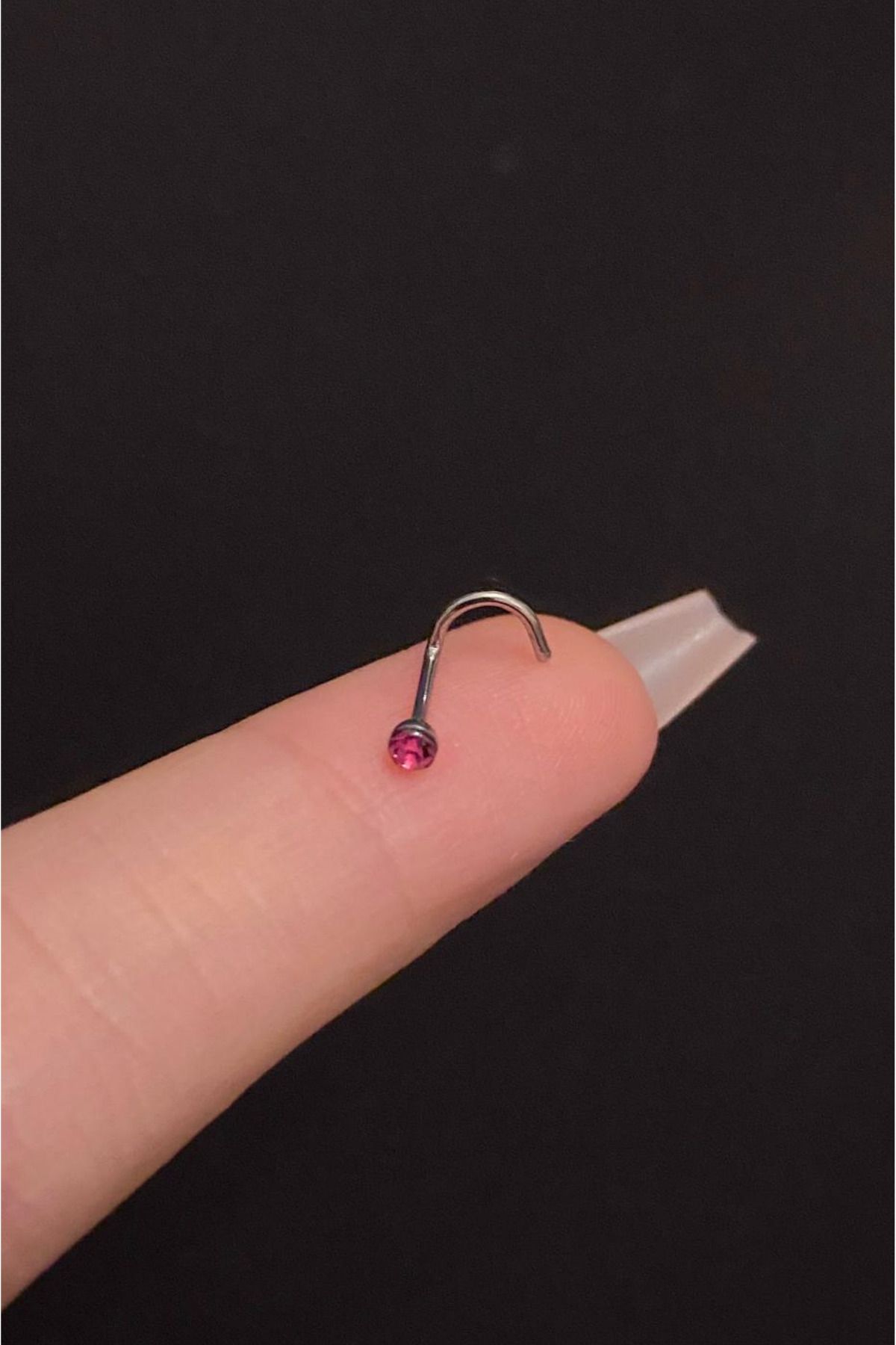 Blisse Piercing Spiral Kıvrımlı Renkli Zirkon Taşlı Çelik Hızma/6mm Bar/0.8mm Kalınlık/2.5mm Taşlı/Burun Piercing