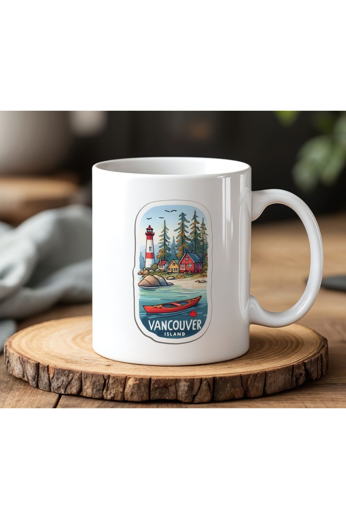 BB TRADE Vancouver Sticker Tasarımlı Beyaz Seramik Baskılı Kupa Bardak 330ml