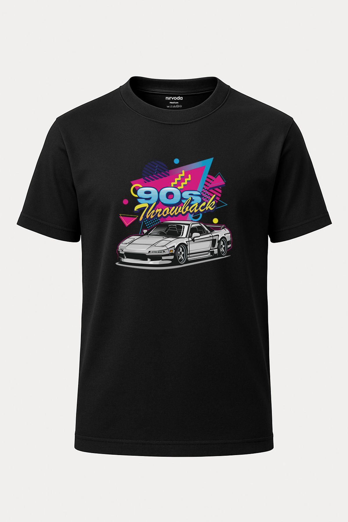 nirvoda Unisex 90lar Spor Araba Baskılı Tişört - Uzun T-shirt