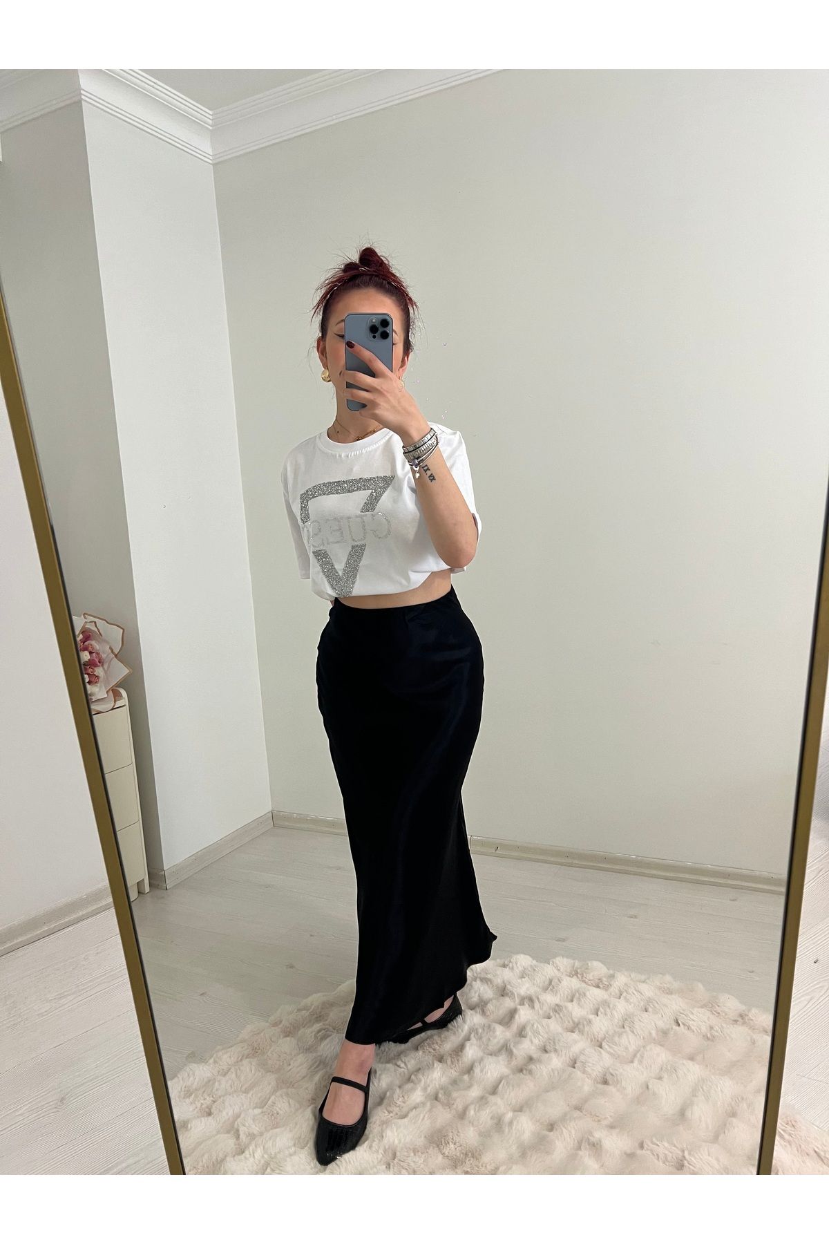 Üda Boutique Saten maxi boy etek